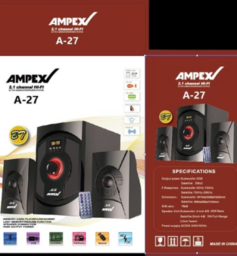 Subwoofer. Ampex 2.1 Multimedia Speaker System PMPO, image