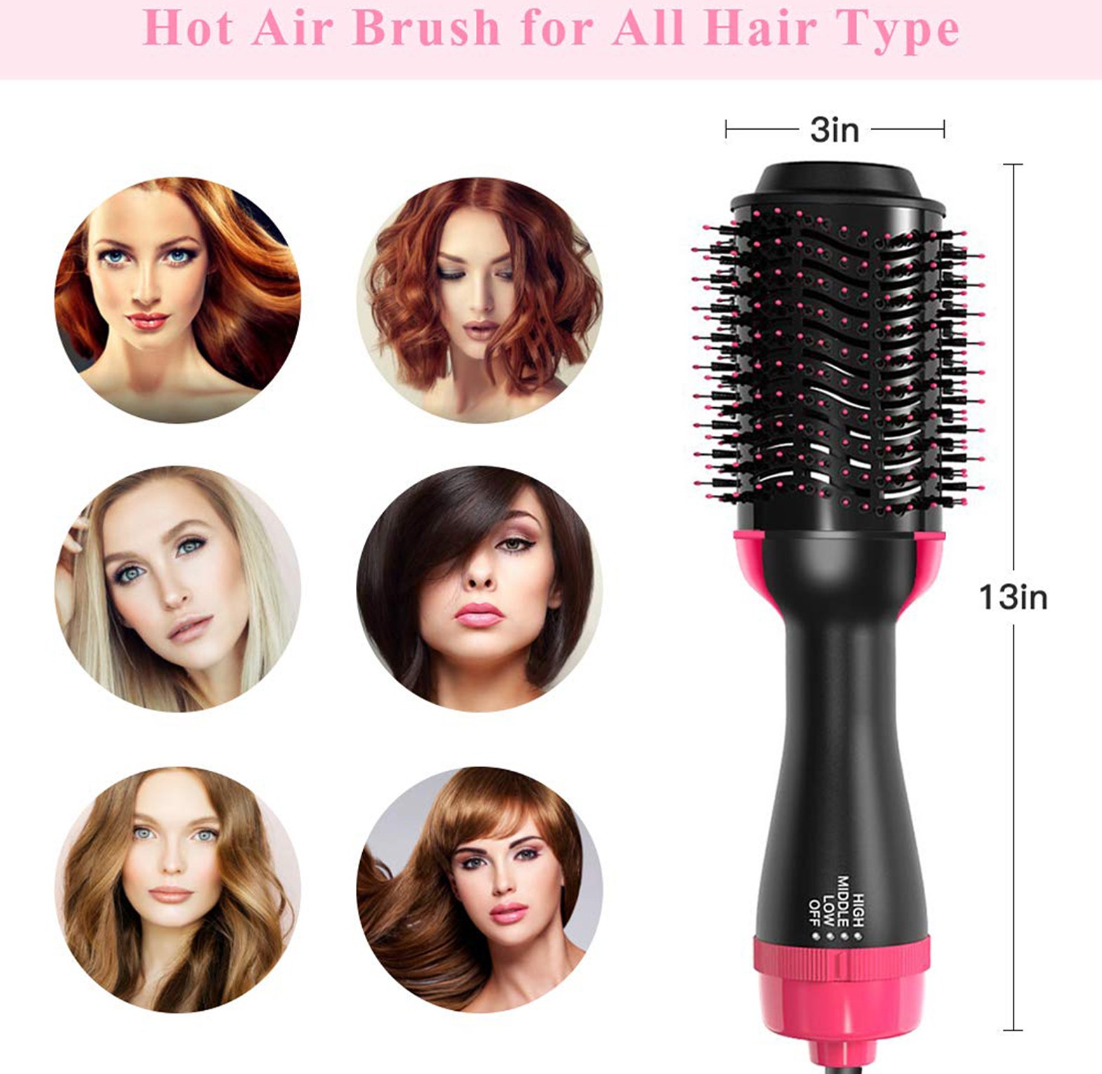 4 in 1 Hot Air Brush, Hair Curler, Straightener, Dryer, Brush image