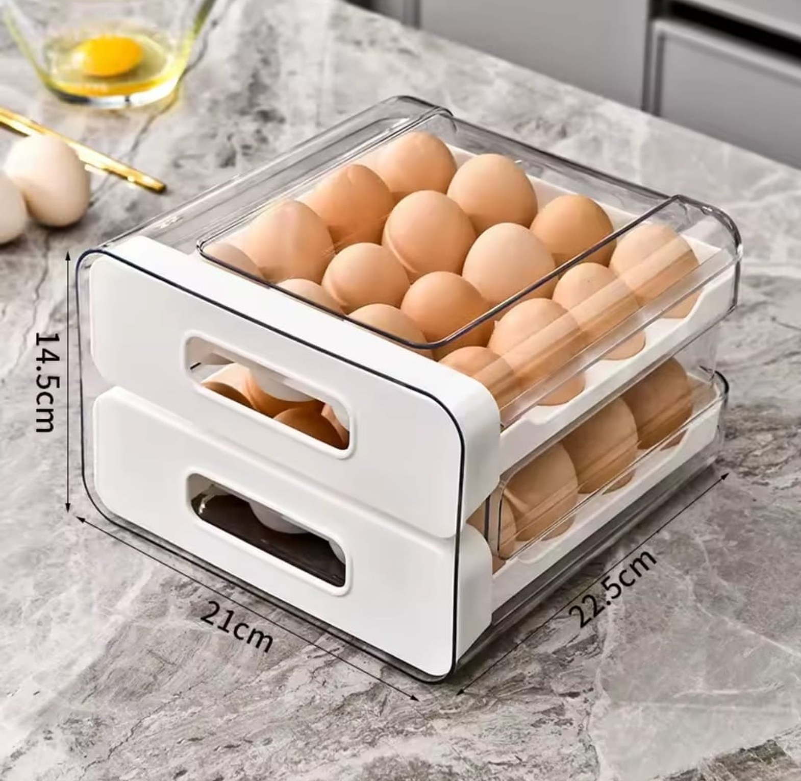 32 Grid Egg Tray Holder Double-Layer Fridge Drawer Storage image