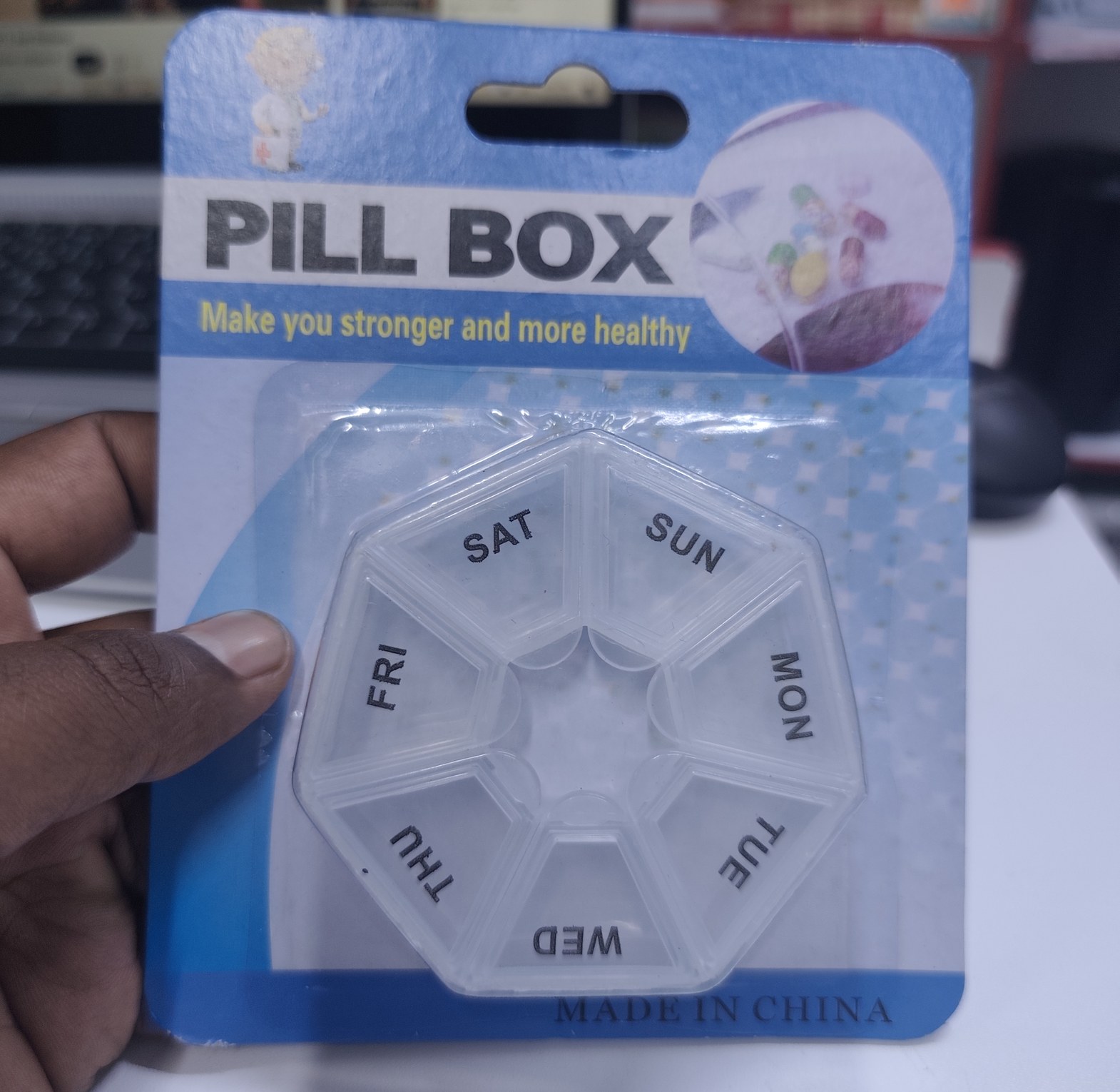 7-Day Weekly Pill Box Organizer and Medication Reminder Case for Supplements & Vitamins - Compact Travel Size image