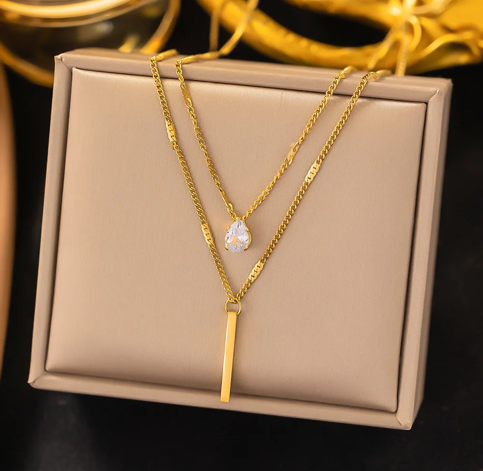 Crystal layered necklace image