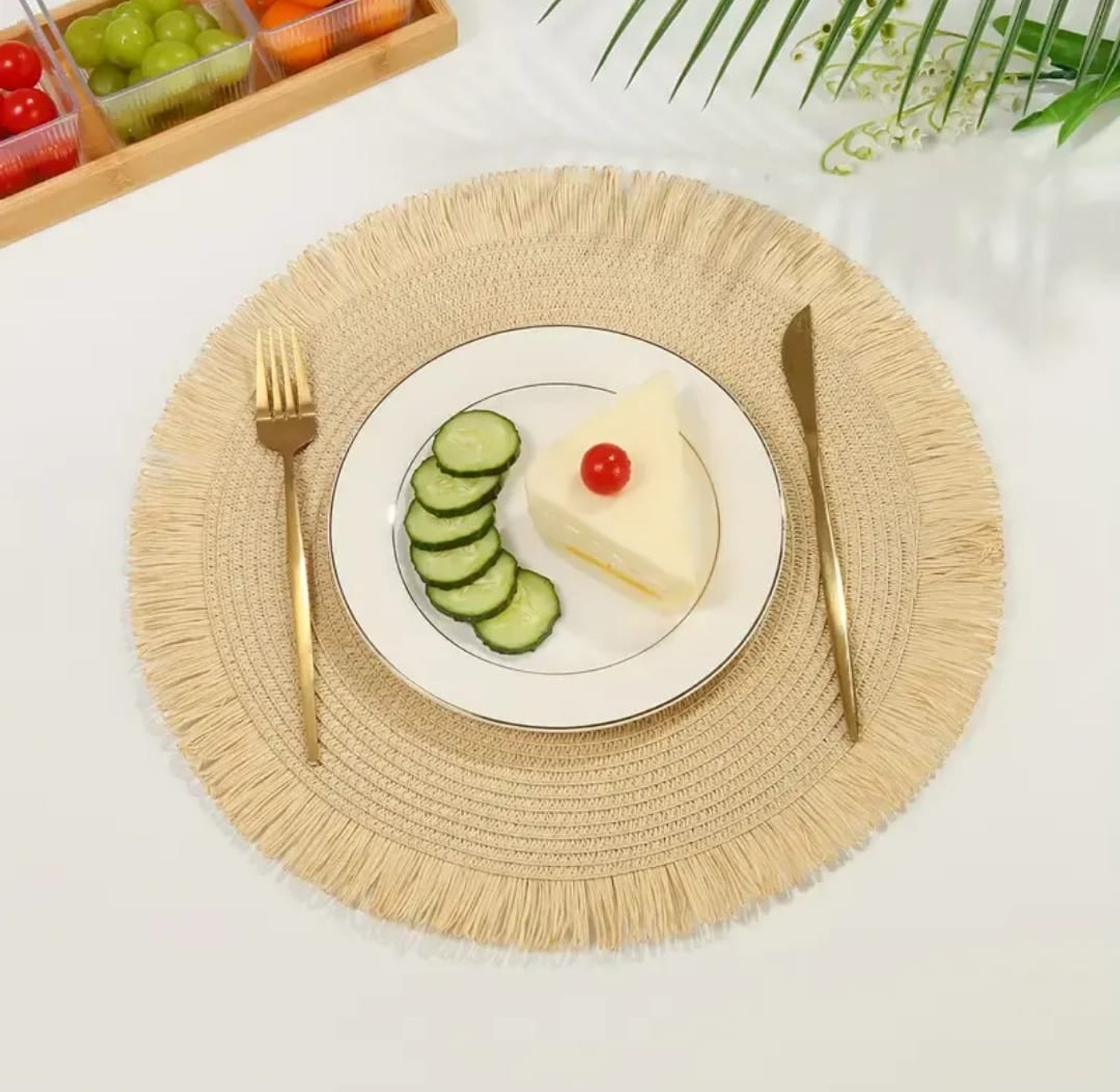Round Table Mat Hand woven placemats  image