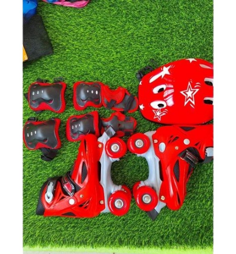 SKATE SHOES. Skates 4 Wheel Full Set Full With protective gear: helmet, elbow pads, knee pads, wrist guards size 26 to 38 image