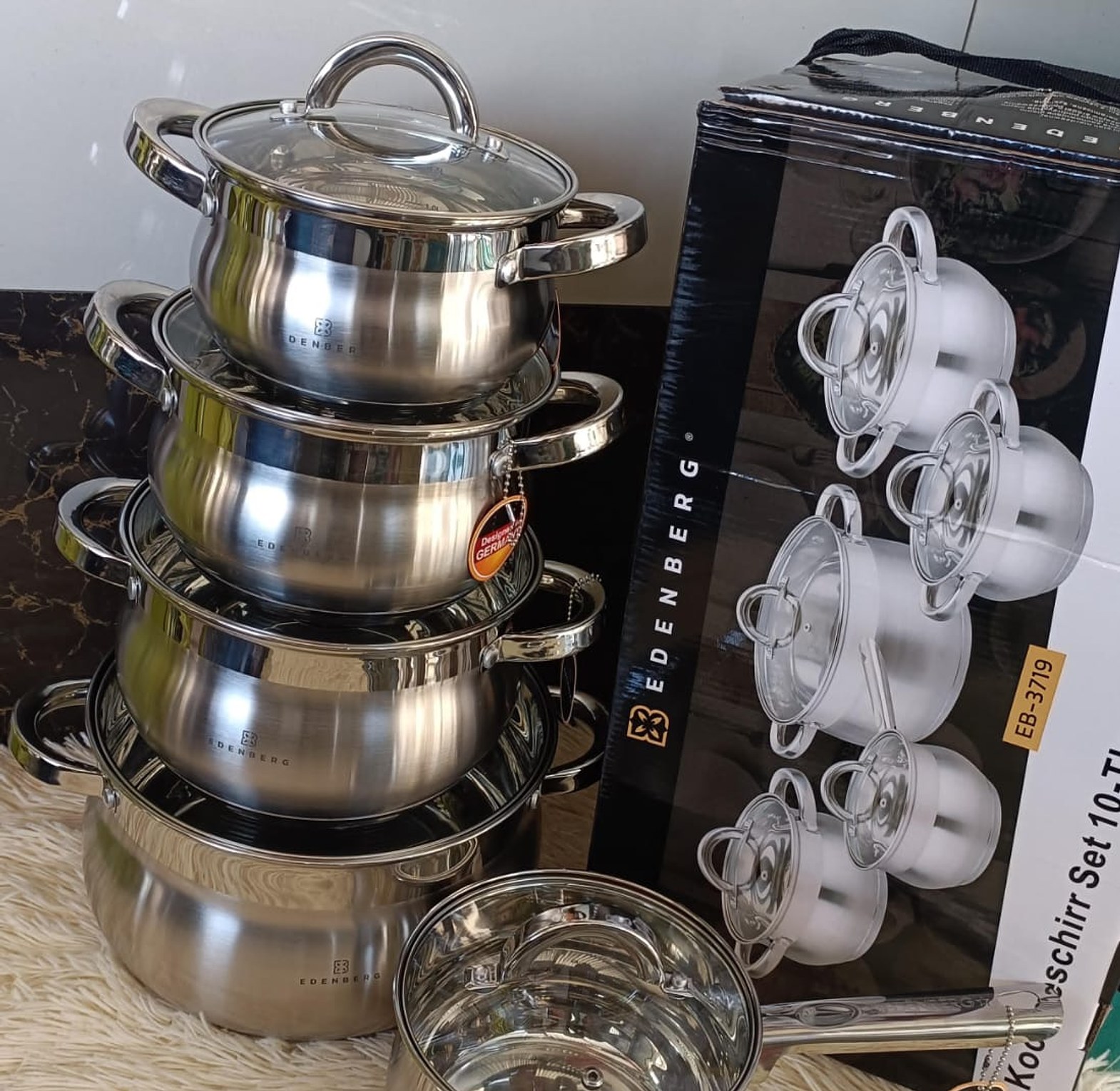 Quality Affordable 10 pc Eden burg cookware set Stainless. HIGHLY RECOMMENDED image