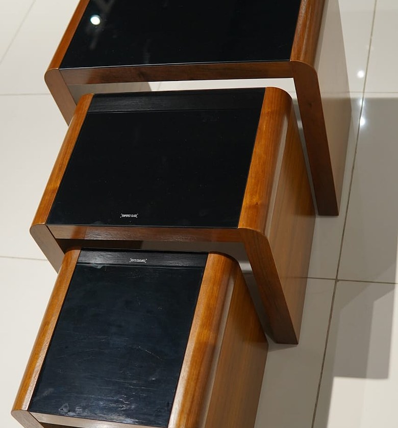 Rectangular Nested Stool Set with Tempered Glass image