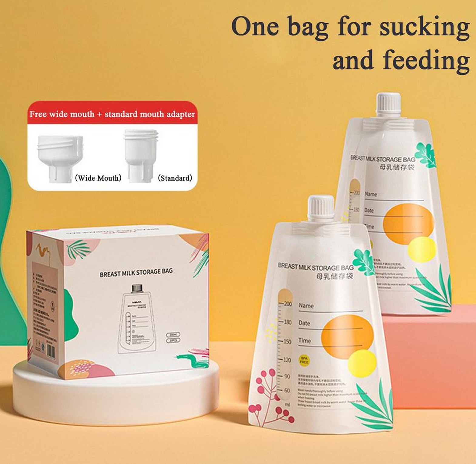 10 Piece 200ml Breast Milk Storage Bags Set image