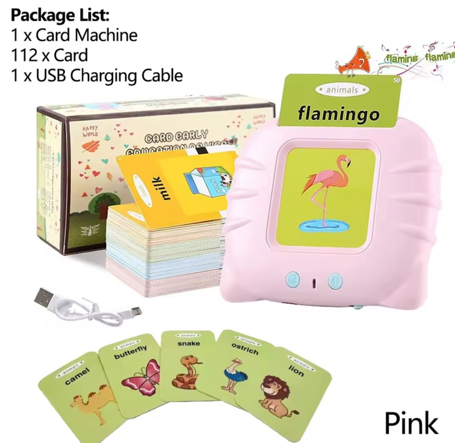 Talking Flash Cards Educational Toy for Toddlers (224 Words) - USB Rechargeable Montessori Learning Device for Kids image