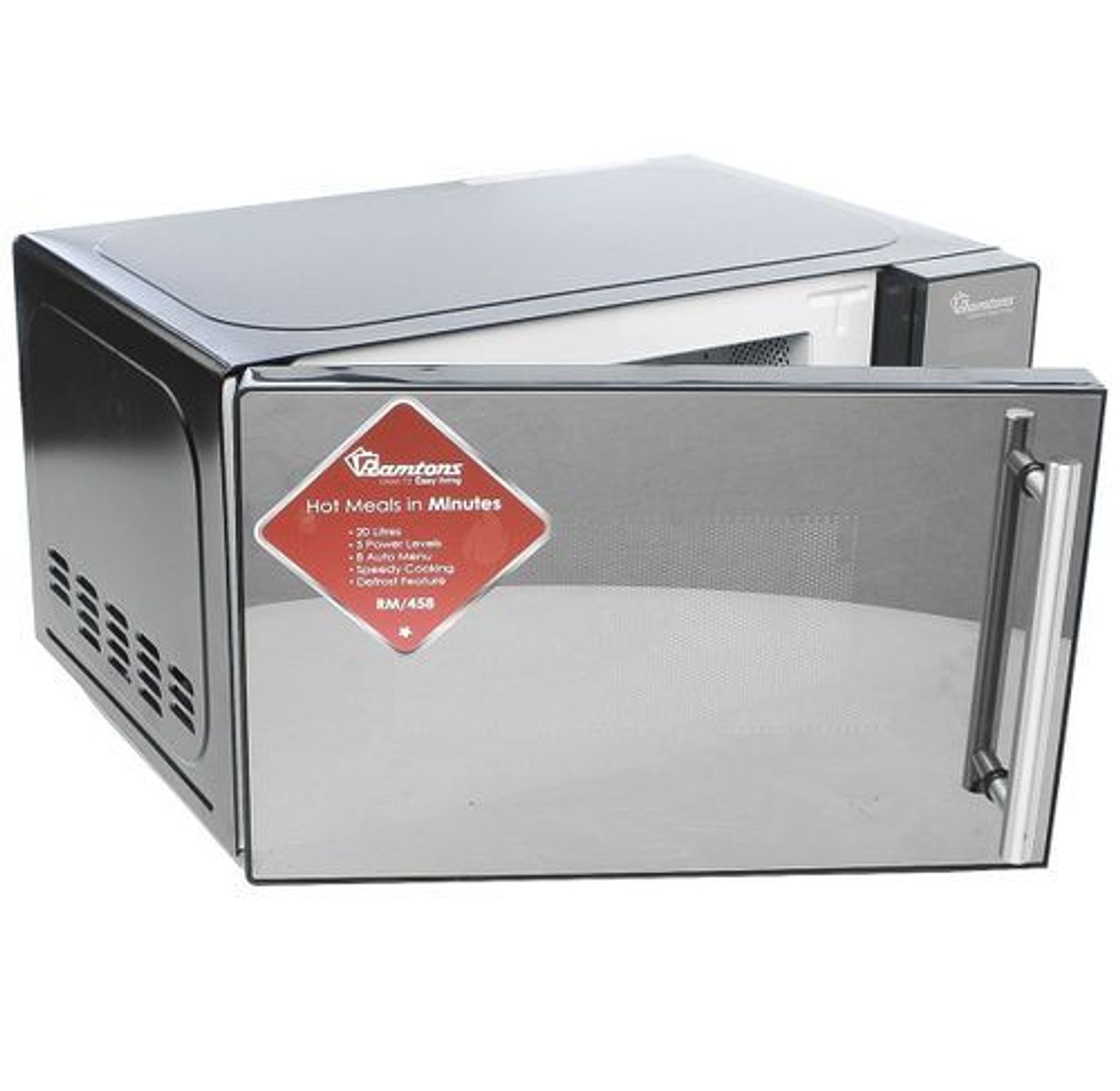 MICROWAVE OVEN. Ramtons RM/458 - Digital Glass Microwave, 700W - 20L -Black & Silver image