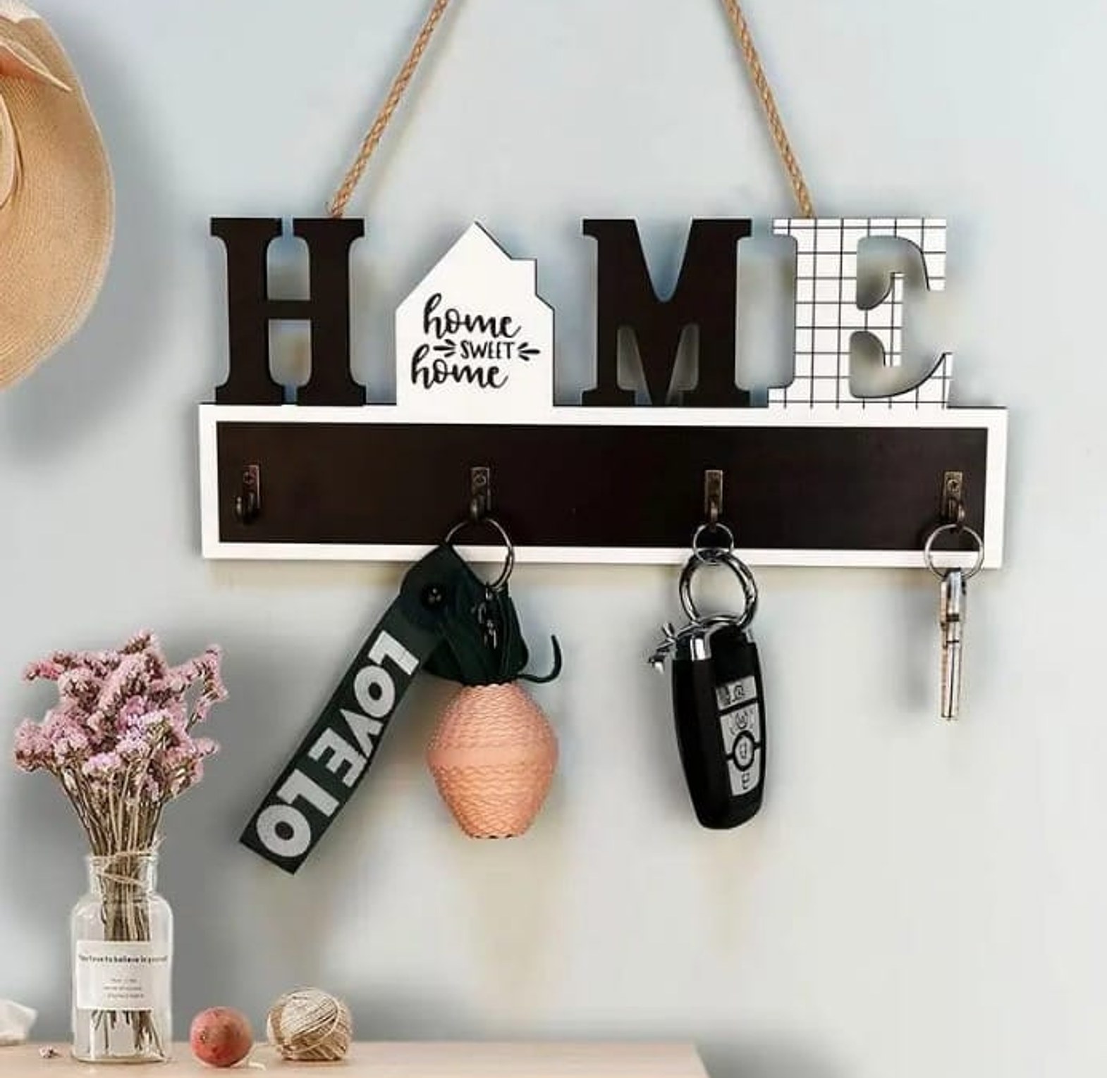 Key Hanger For Wall Wood Bag Rack image