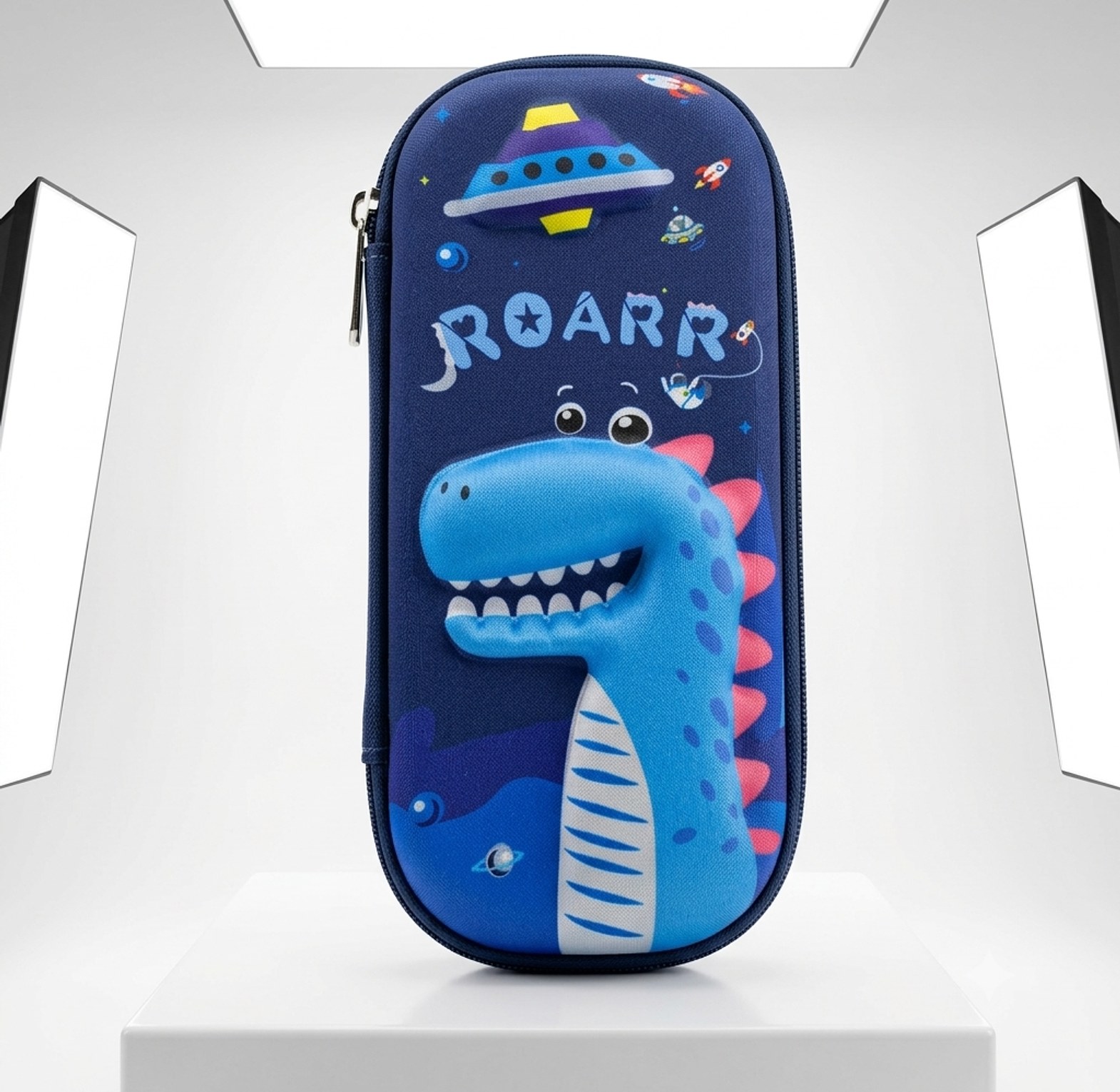 3D EVA Hard Shell Kids Pencil Case - Large Capacity Astronaut & Dinosaur Designs - Durable School Stationery Organizer image