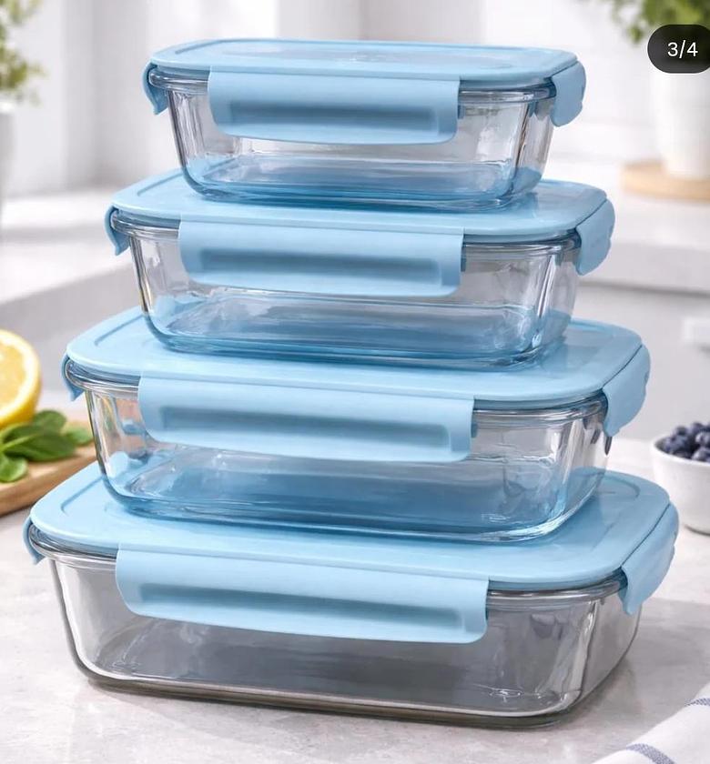 4 pcs glass food container set image