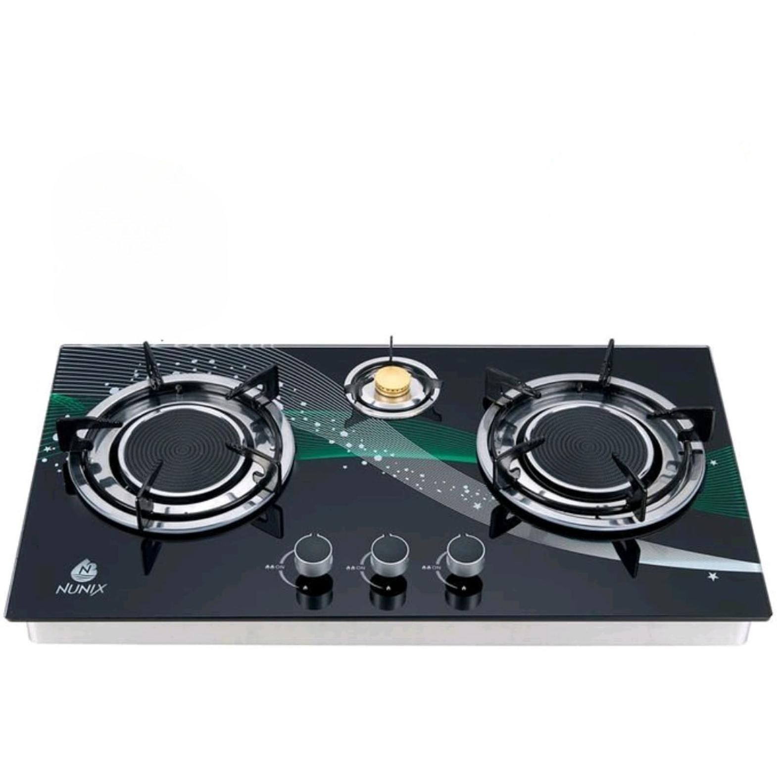Nunix 3 Burner Low Gas Consumption Glass Top Table Infrared Cooker image