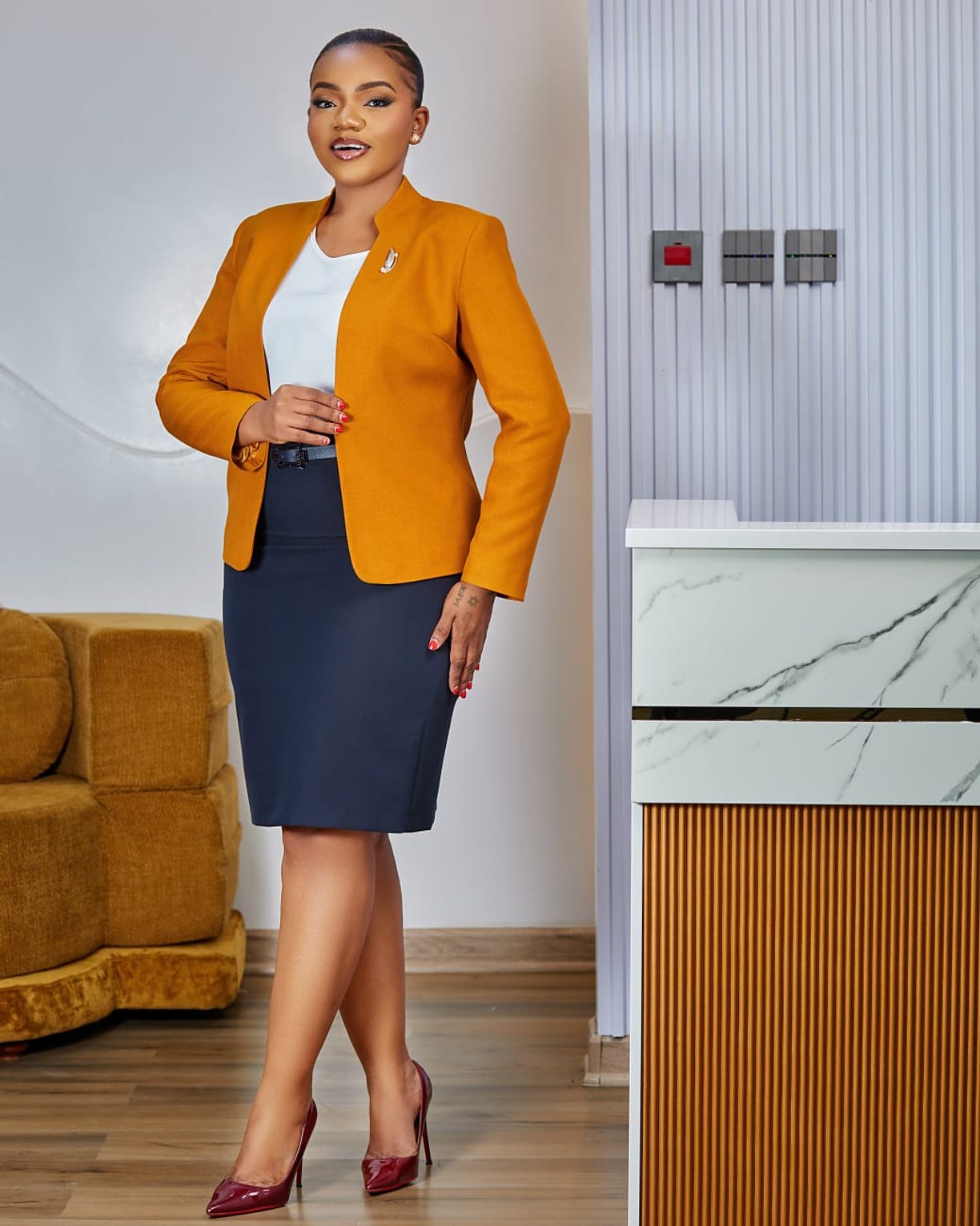 Premium Turkish Mustard Structured Blazer image