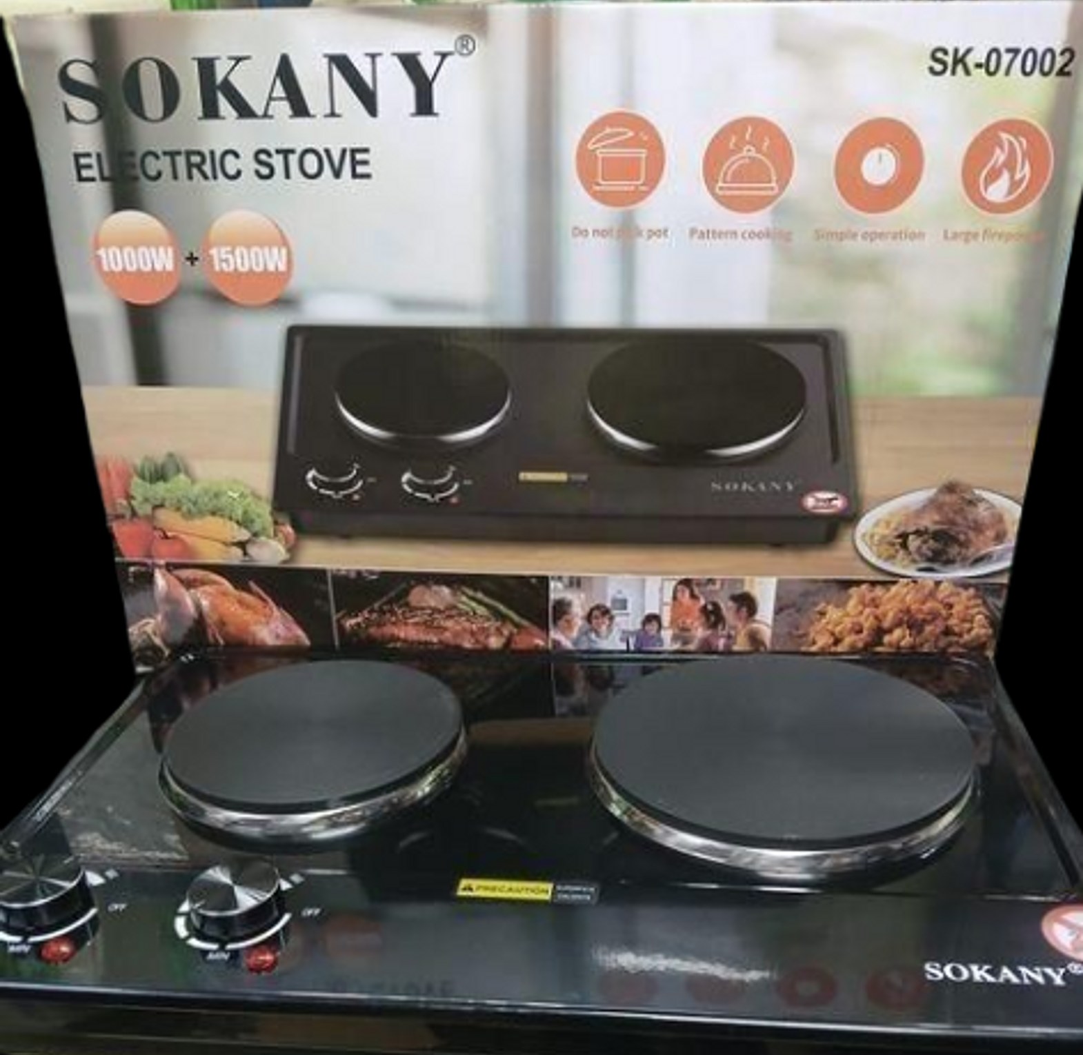 Sokany Electric Hot Plate Double Cooking Stove, model SK-07002.  image