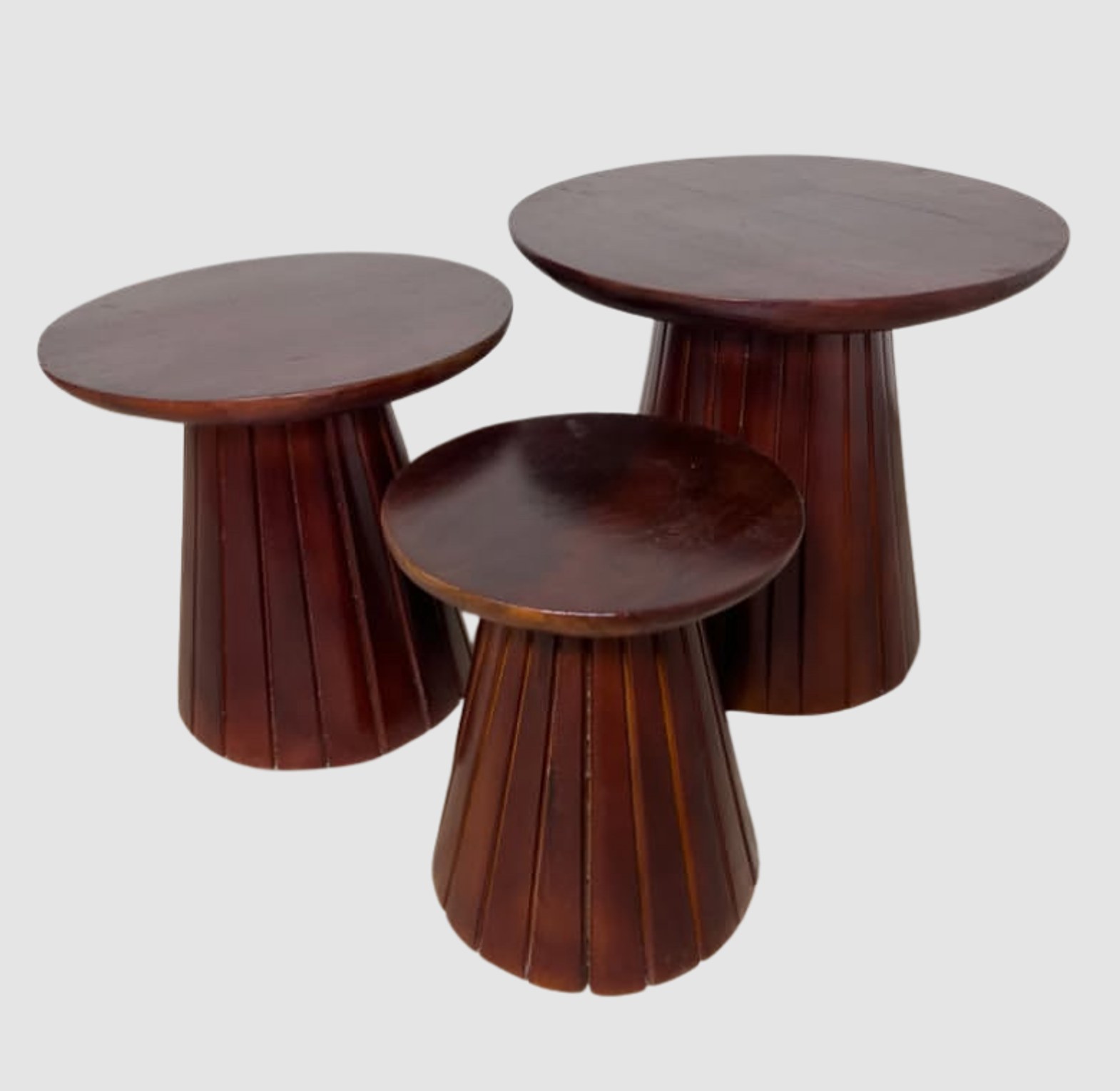 Fluted Wooden Nesting Stools image
