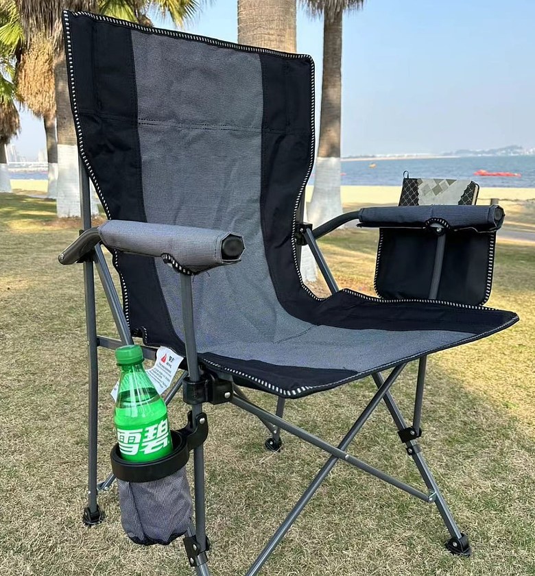 Portable Folding Camping Chair with Cup Holder & Side Storage Pocket – Heavy Duty Outdoor Chair for Camping, Fishing, Beach & Garden image