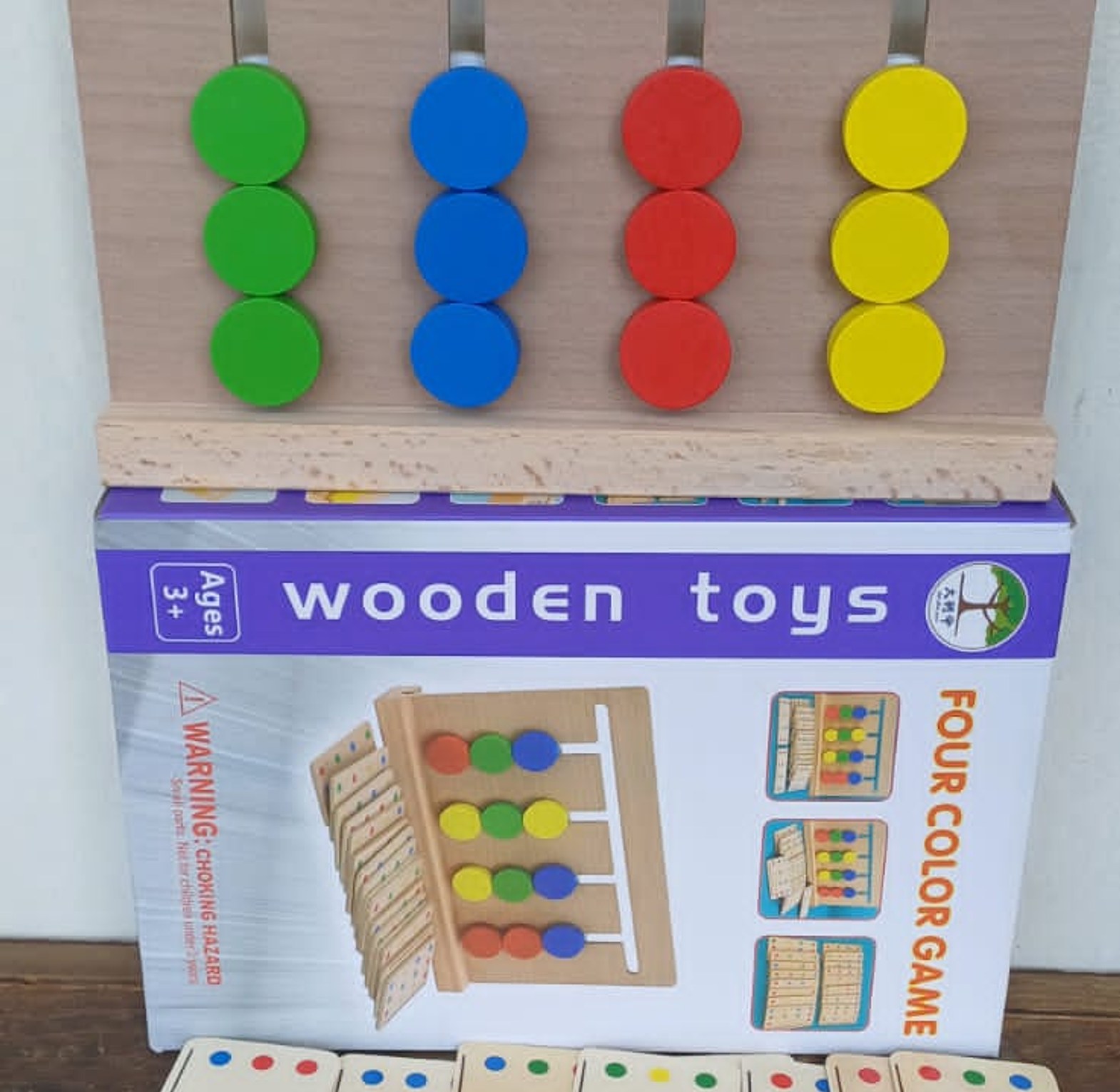 Kids Wooden Four-Color Game Color Matching Board Toy Early Childhood Education Learning Toys image