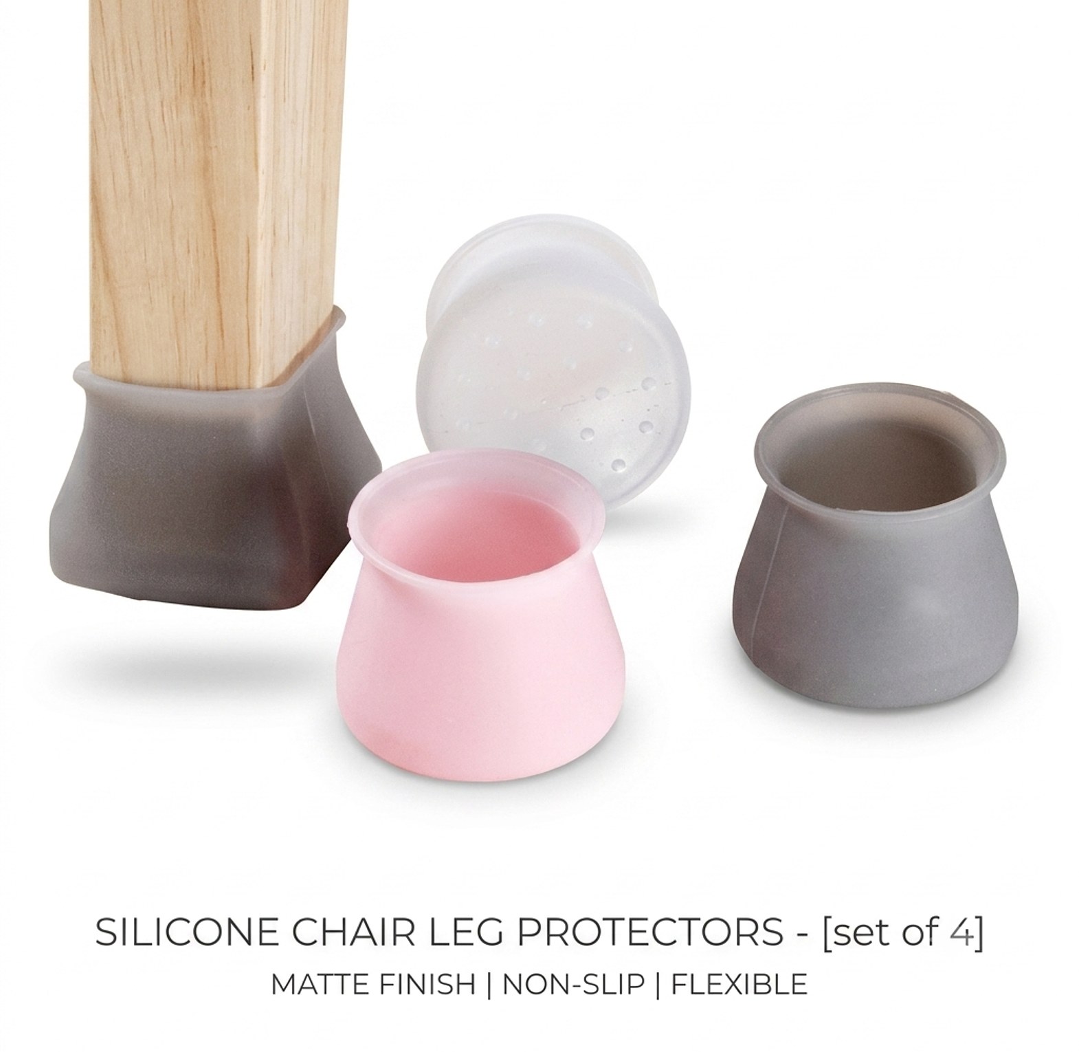 Silicone Chair Leg Protectors and Anti-Scratch Floor Guards - 4Pcs Non-Slip Furniture Caps Pack image