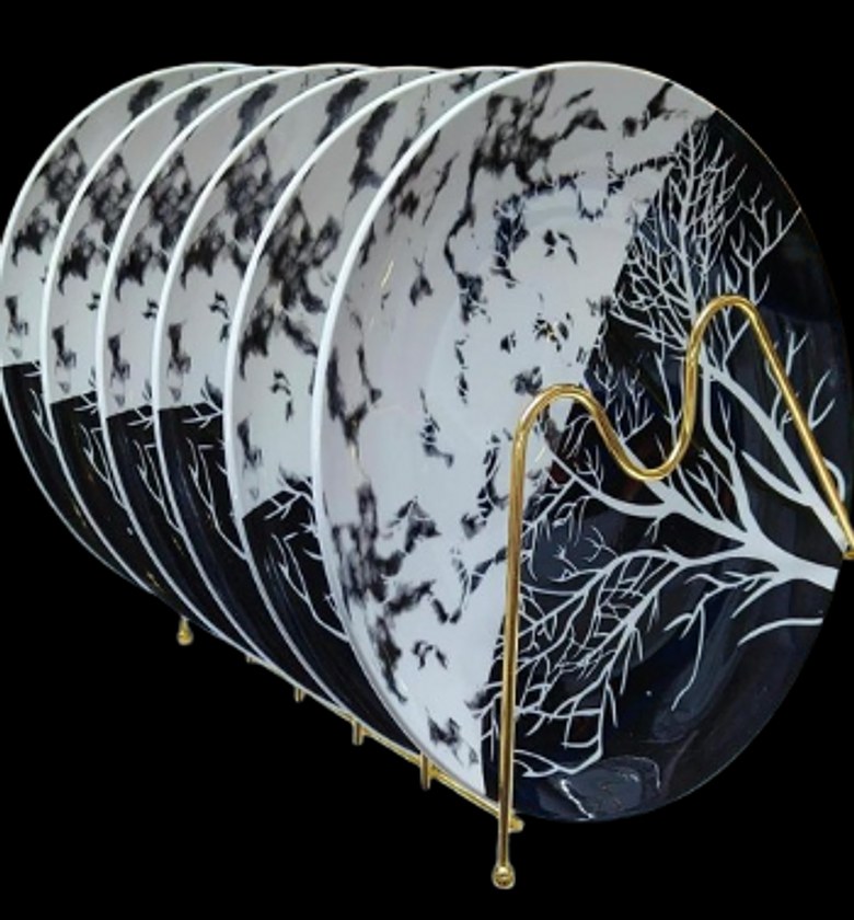 6-Piece Ceramic Tree Design Dinner Plate Set image