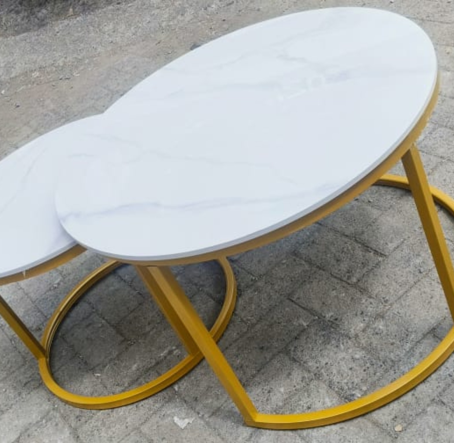 Coffee Table. 2 in 1 Pure Marble Table With Golden stand  image