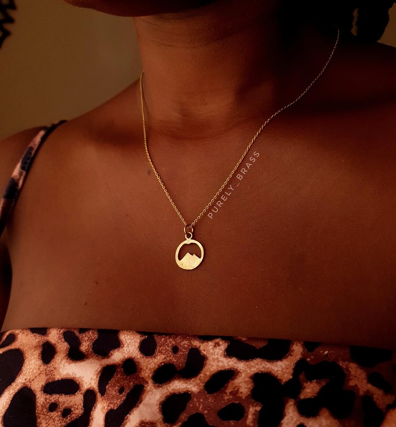 Mountain Pendant Brass Necklace image