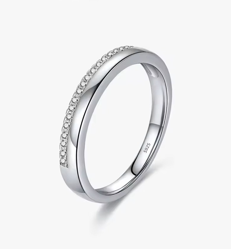 Sterling silver eternity wedding ring/band image