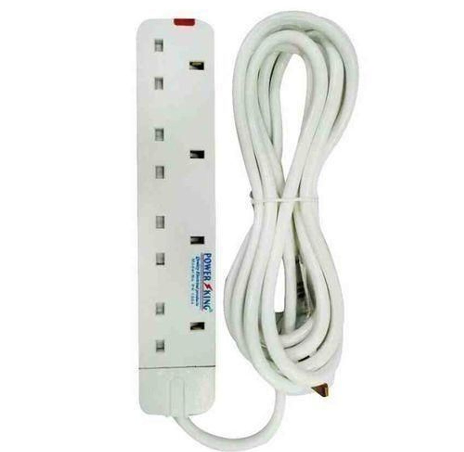 Power King Best 4 Way Power Extension With Long Cable // Power extension - White image