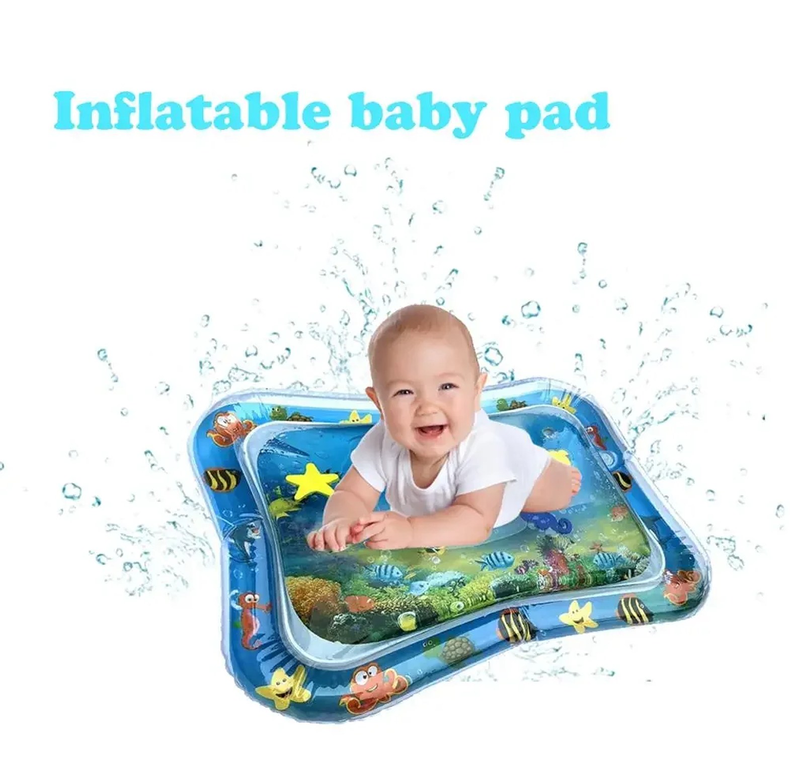 Inflatable Baby Water Mat for Tummy Time and Sensory Development - Leak-Proof Infant Play Mat with Floating Toys image