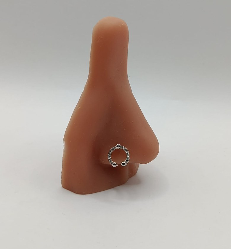 Silver Crystal Horseshoe  Nose Ring stud  image