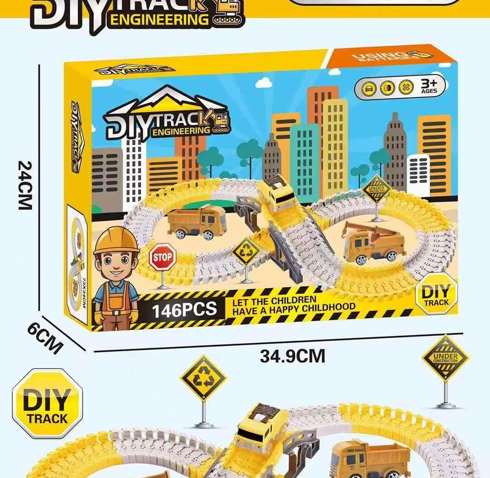 DIY Track Engineering Construction Vehicle Playset Construction Race Tracks for Kids Boys Girls. PLEASE WATCH THE VIDEO BELOW image