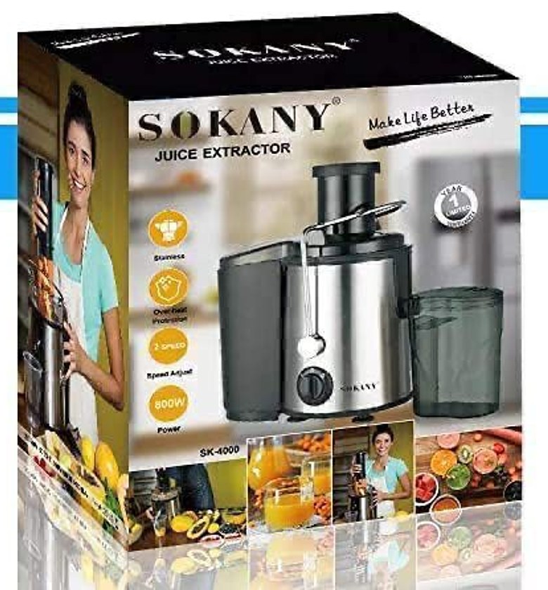 Sokany Juicer Machine, 800Watts Centrifugal Juicer Extractor with Wide Mouth for Fruit Vegetable, Easy to Clean, Stainless Steel, image