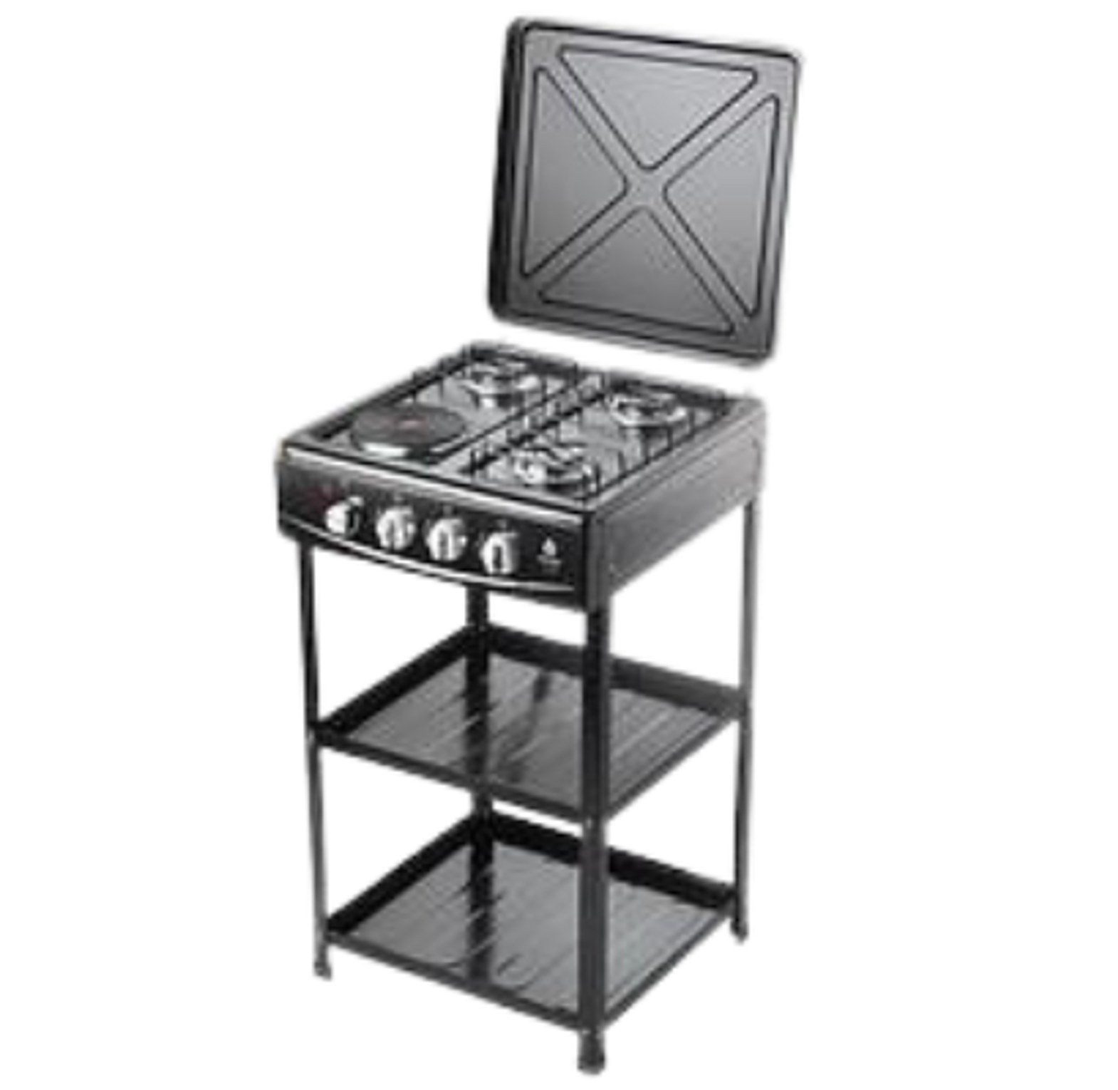 Stainless steel Nunix Cooker 3 Gas +1 Electric Plate standing Cooker Plus Shelves image