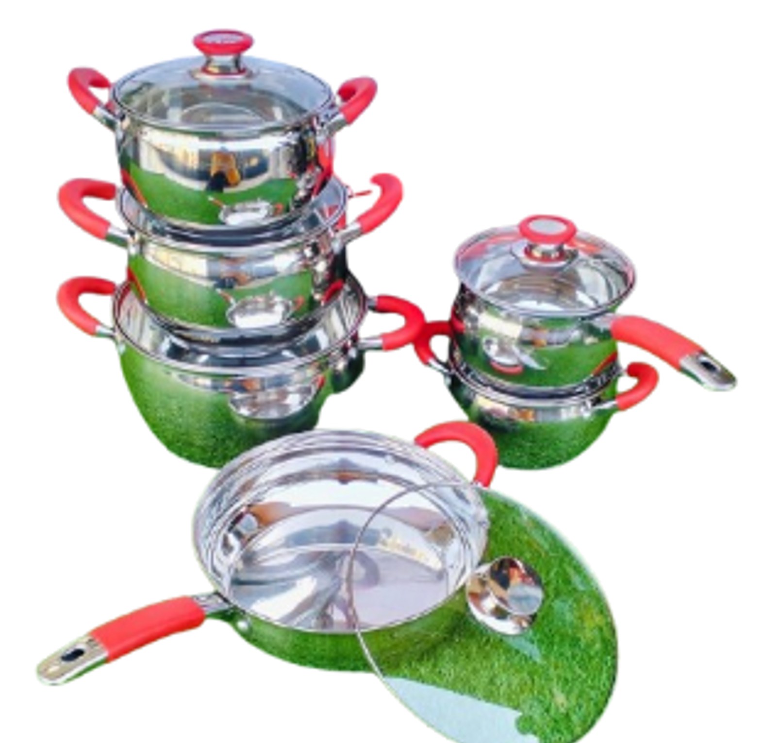 12-Piece Induction Base Stainless-Steel Cookware Set.  image