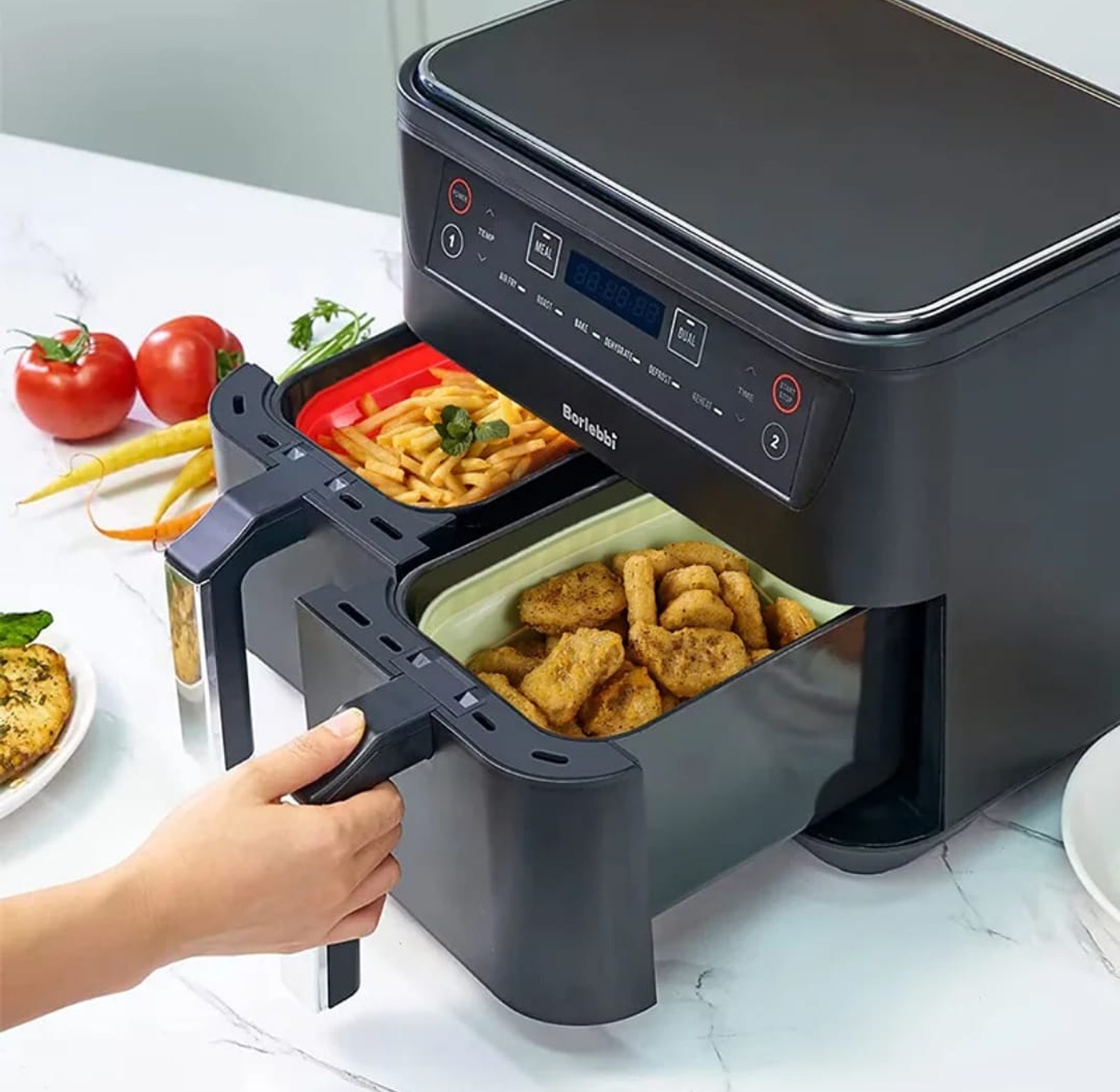 Premium Rectangular Silicone Air Fryer Liner and Reusable Baking Basket image
