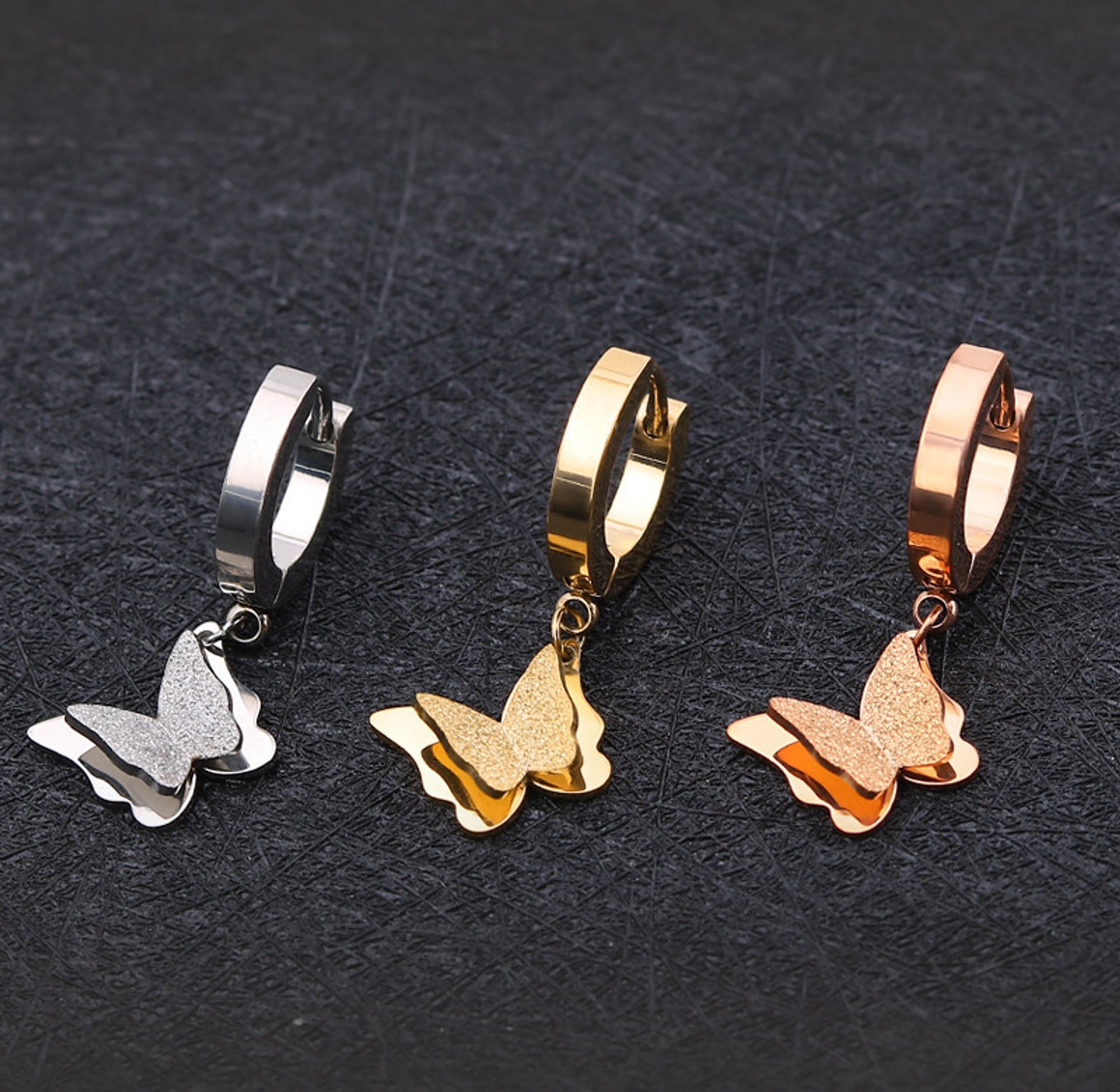 Small Hoop Butterfly Earrings  image