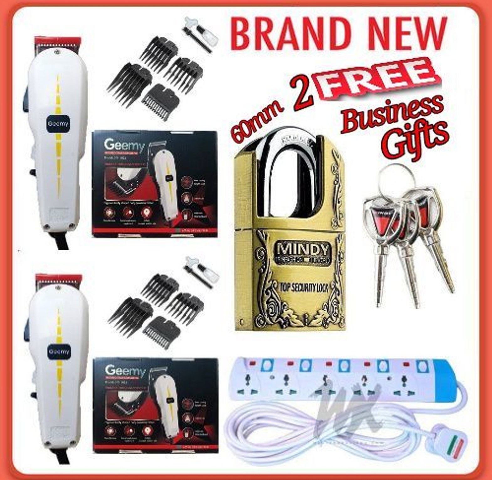 Two Geemy Shaver  Business Hair Shaver & Beard Trimmer Barbering Machine - Kinyozi Comes With A Free Padlock and A free Extension AS GIFTS image
