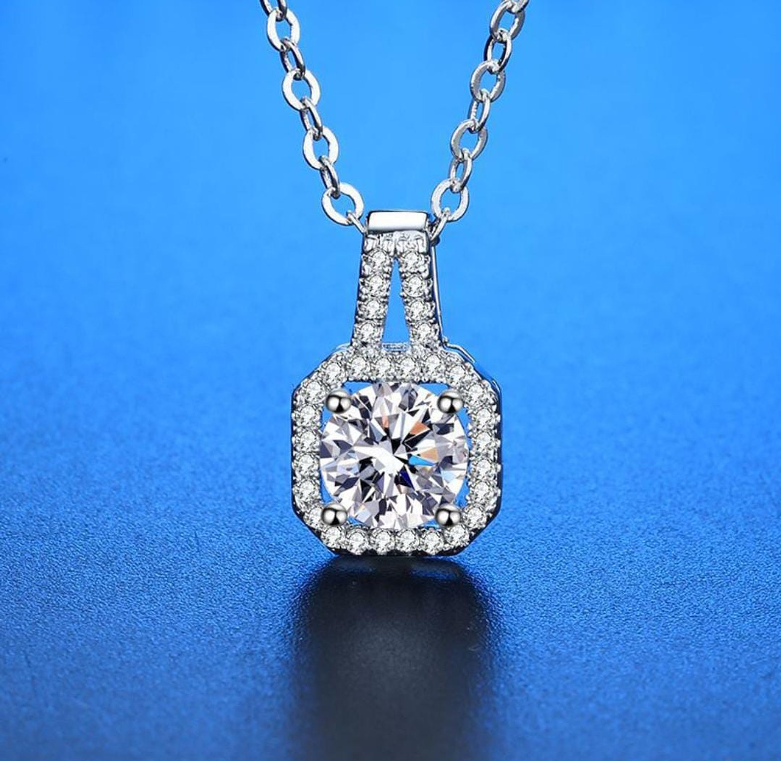 Square pendant Silver necklace image