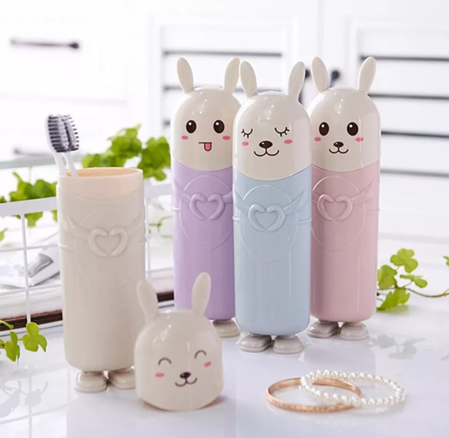 Kids Rabbit-Themed Toothbrush Holder image