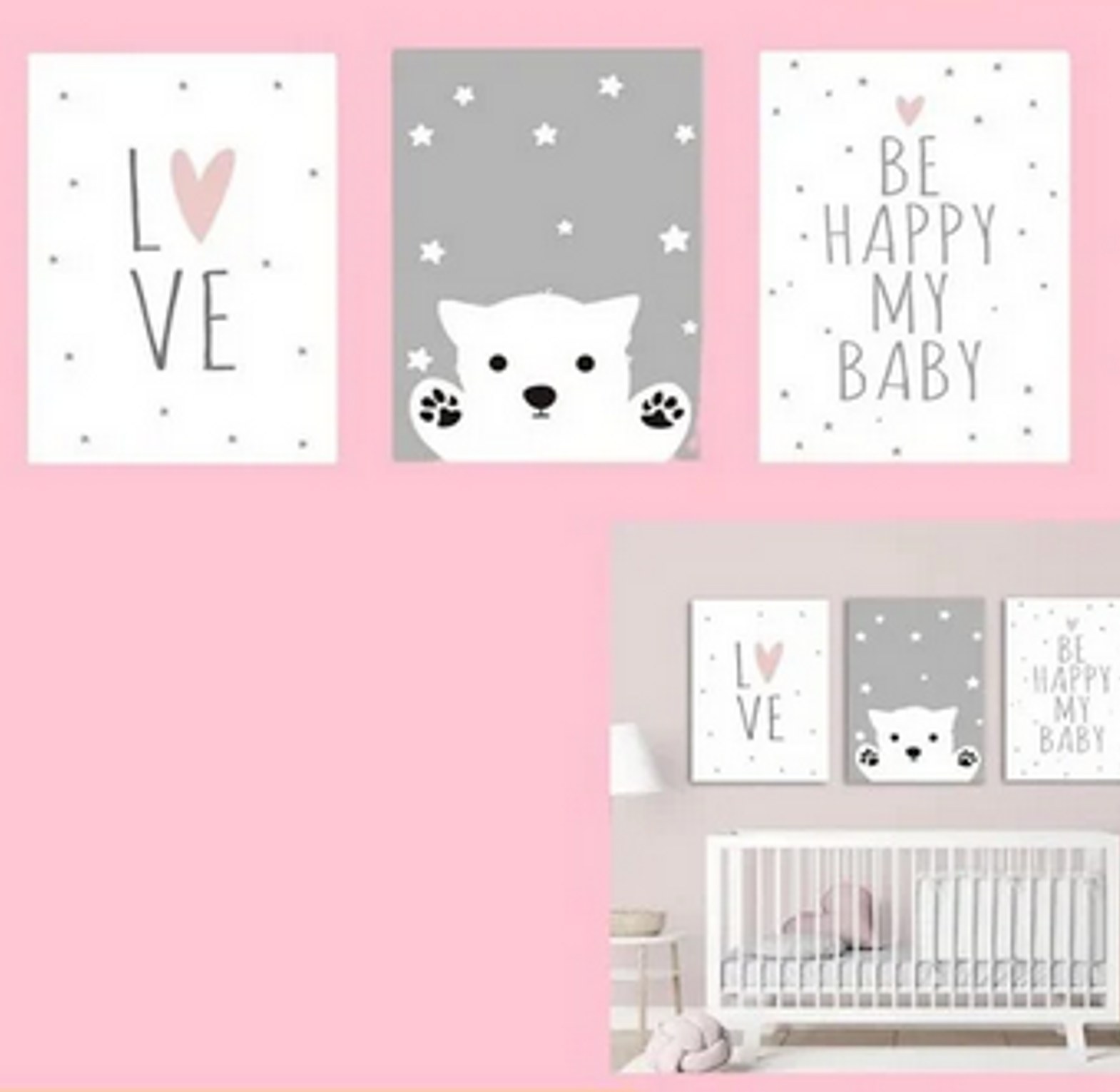 3peice canvas Frame Be happy MY Baby image
