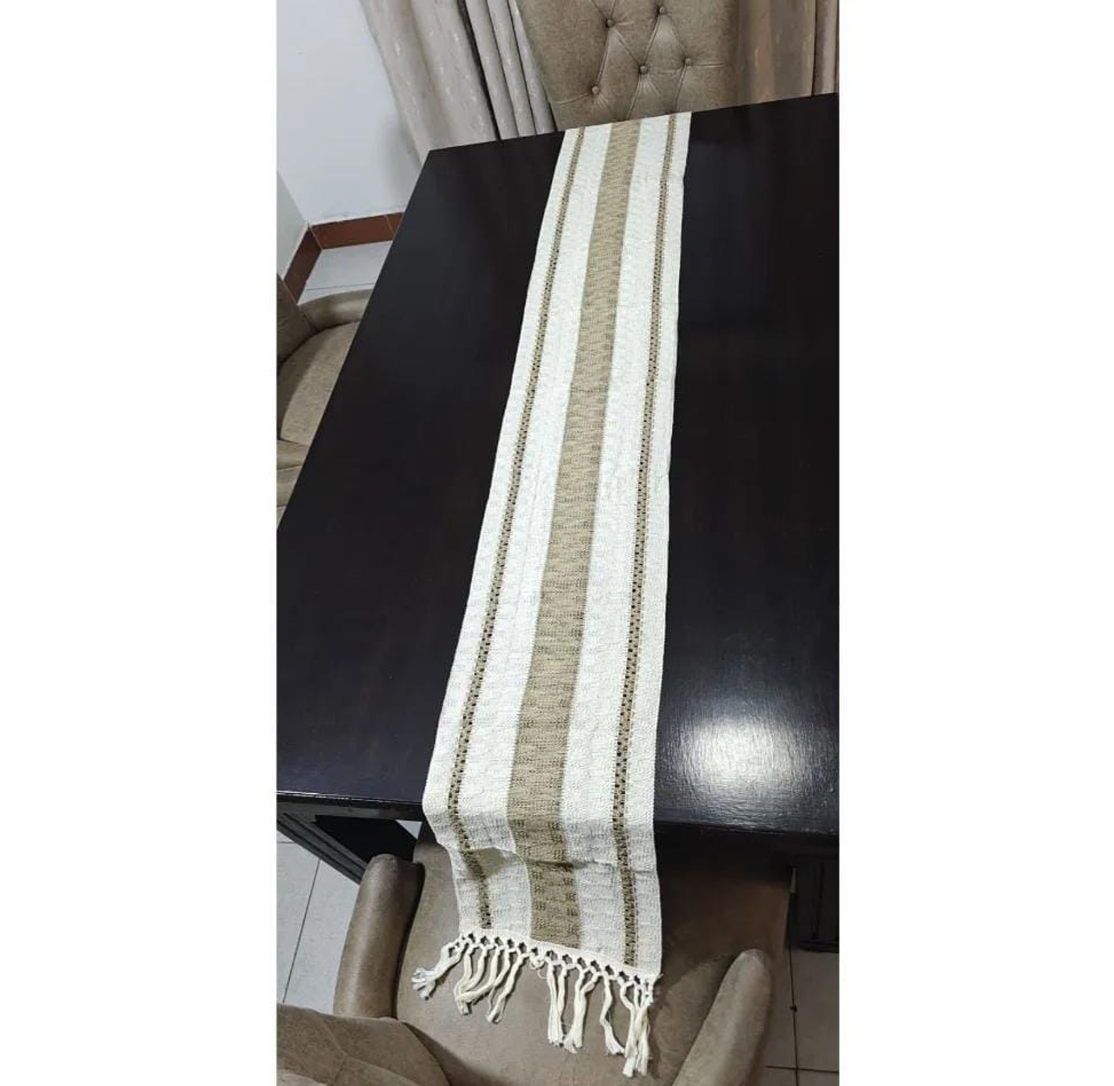 Boho Woven Table Runner with Tassels  image