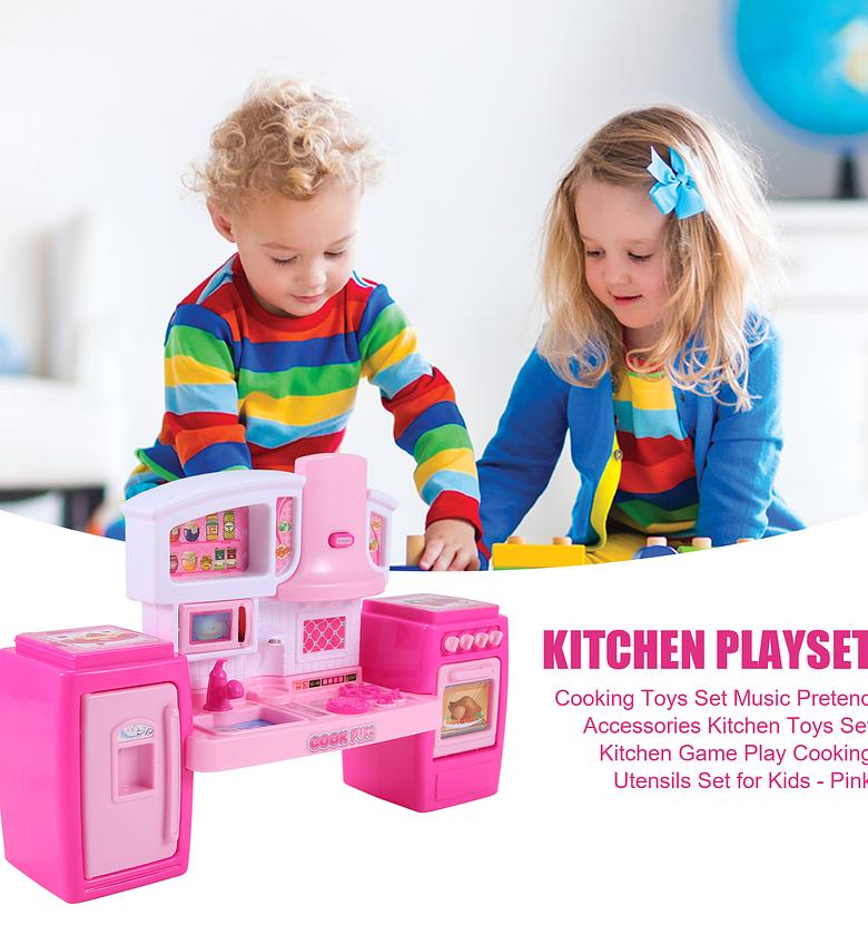Kids Kitchen Playset Toy with Music and Pretend Cooking Accessories – Interactive Educational Toy for Toddlers image