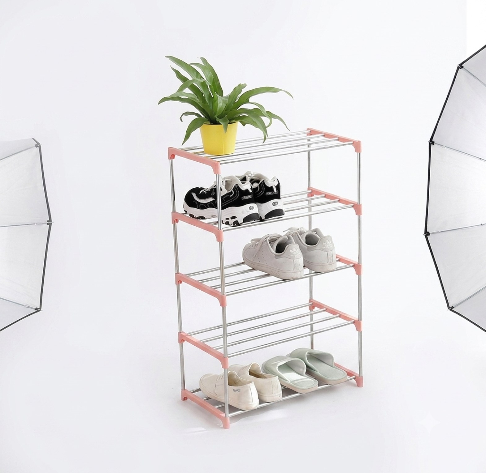 5-Tier Mini Space-Saving Shoe Rack Organizer, Compact Metal Multi-Layer Shoe Stand, Small Home Storage Solutions image