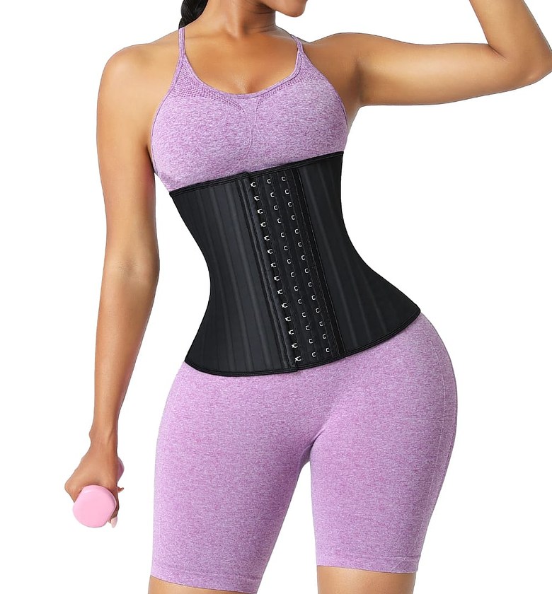 25 Steel-Boned Latex Waist Trainer – Black image