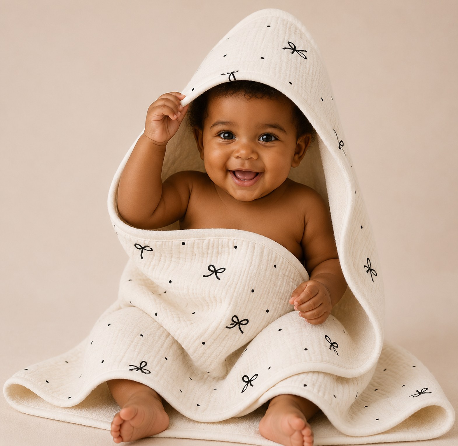 Premium Muslin Cotton Hooded Baby Towel image
