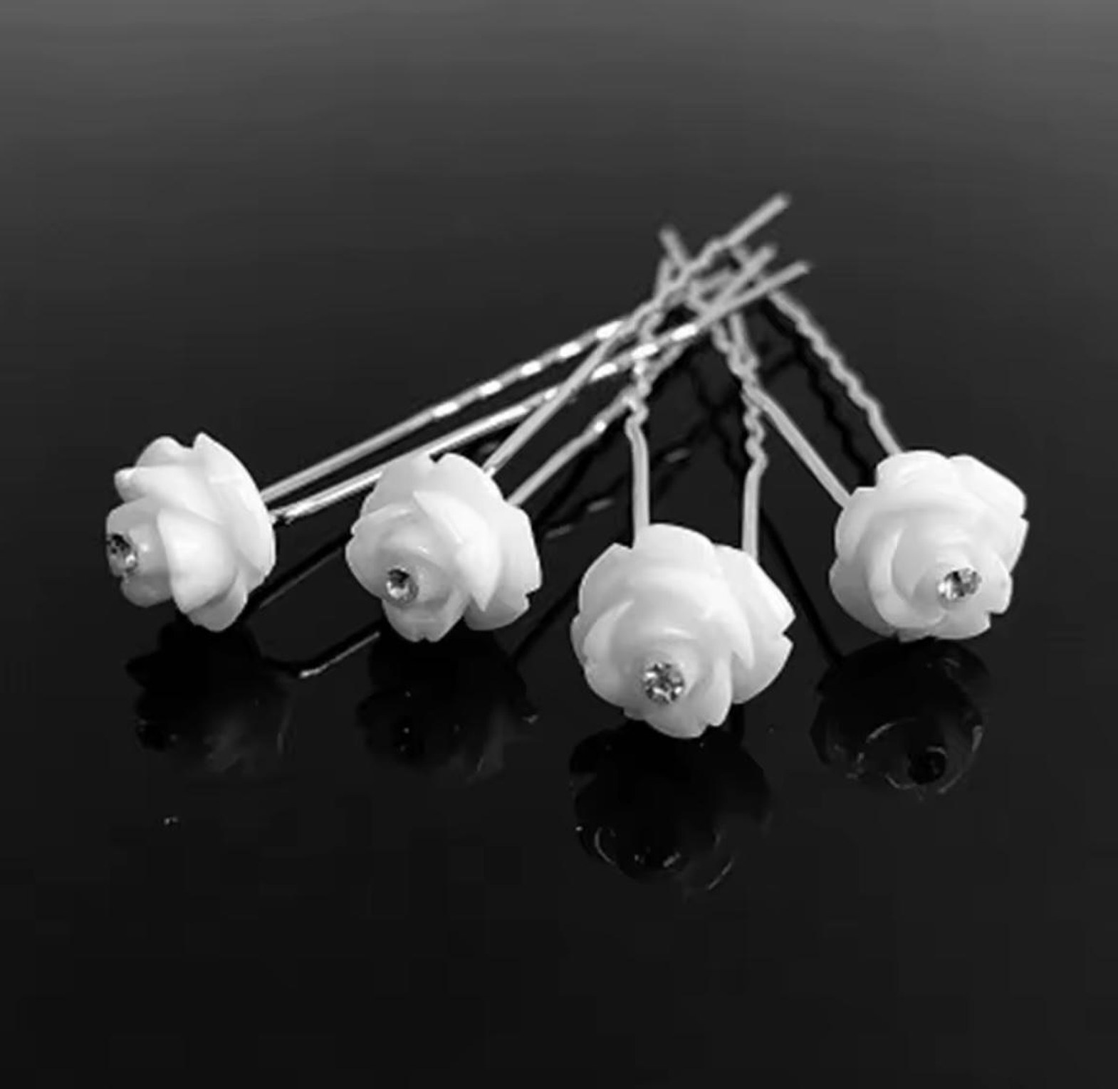 Porcelain Bloom Rose Hair Pins image