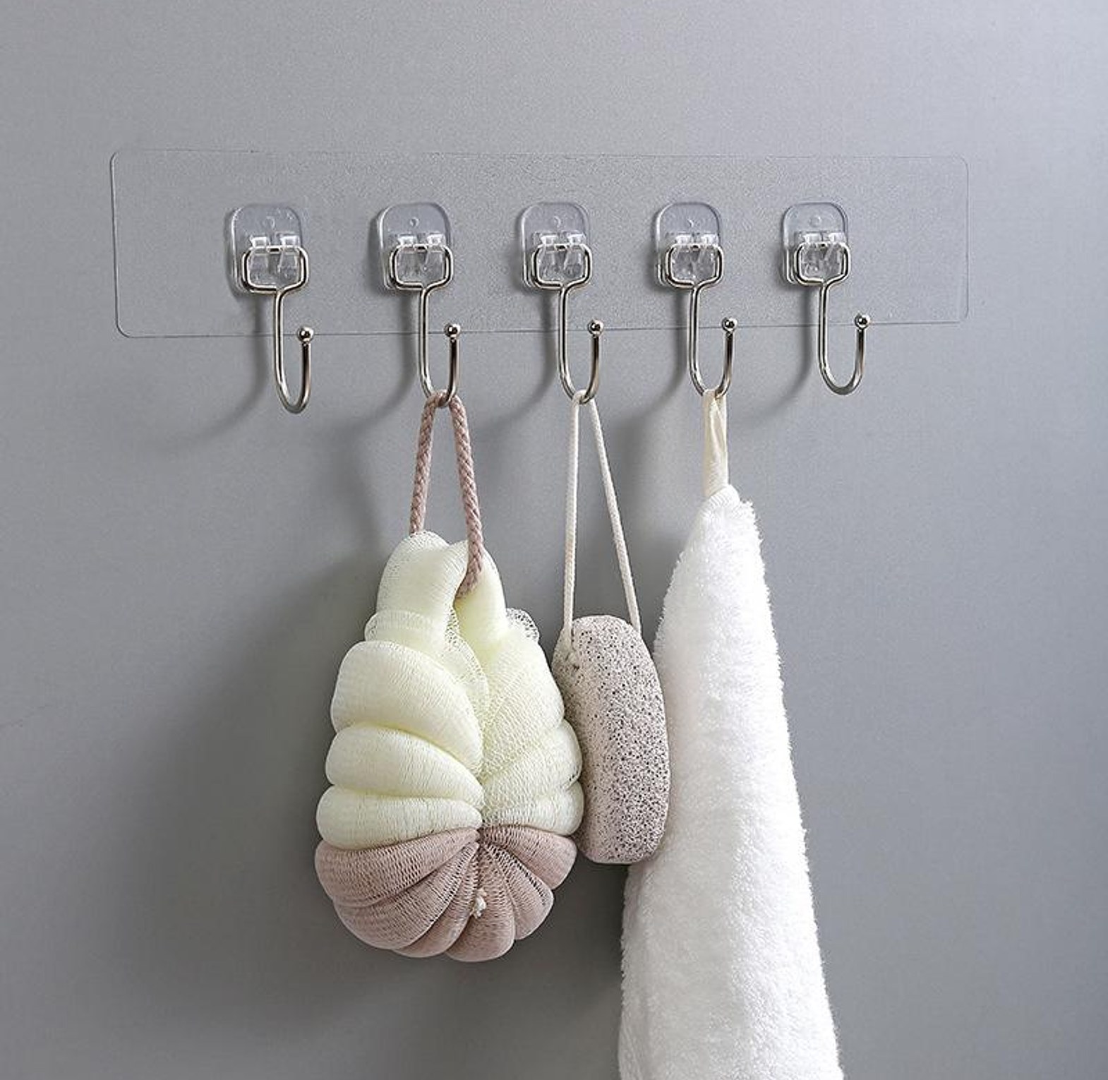 5-in-1 Strong Adhesive Transparent Wall Hooks image