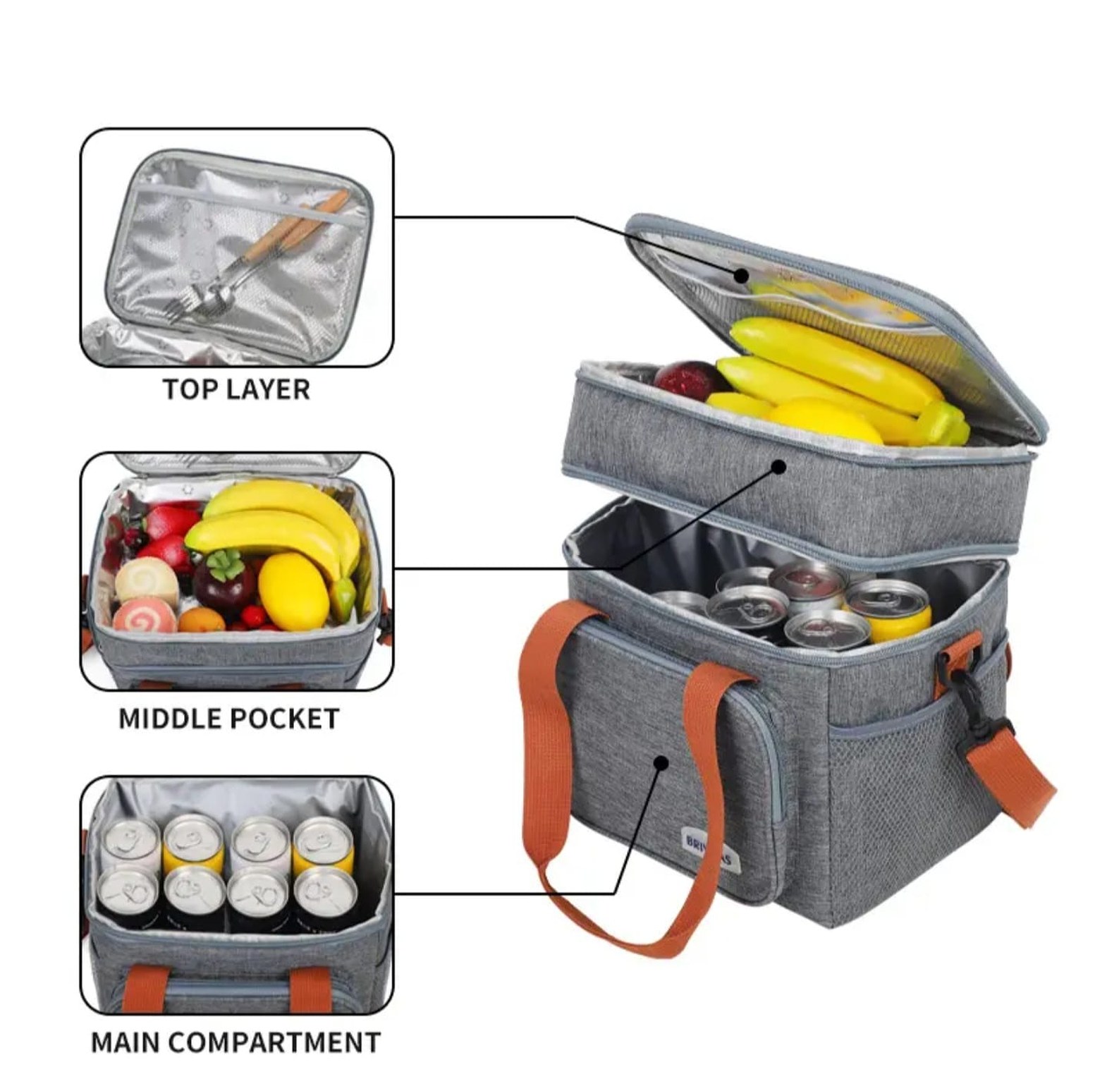 Dual-Compartment Thermal Insulated Cooler Bag image