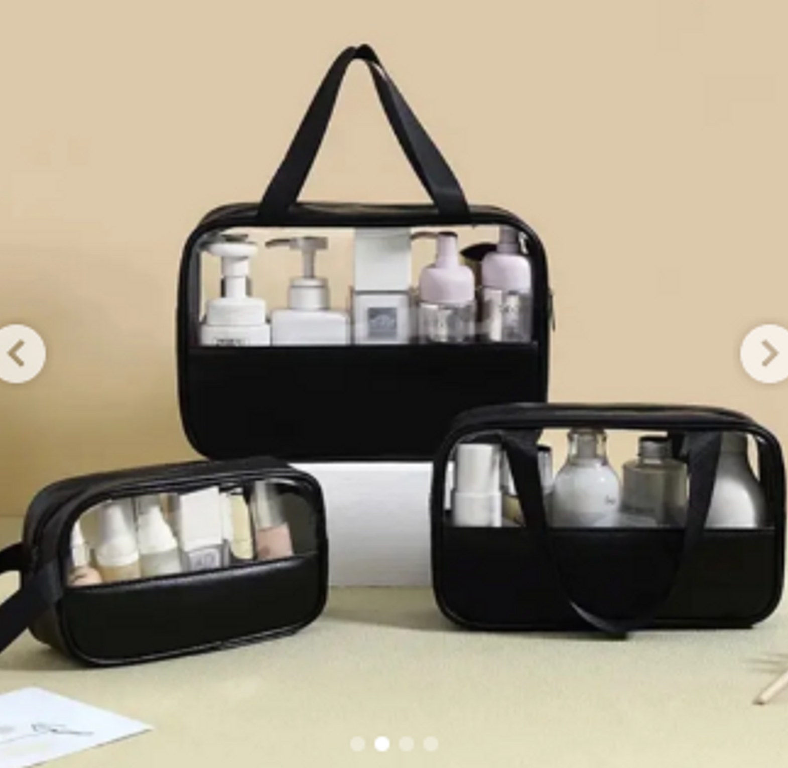 3 Pcs Waterproof Cosmetic & Toiletries Wash Bag Set image