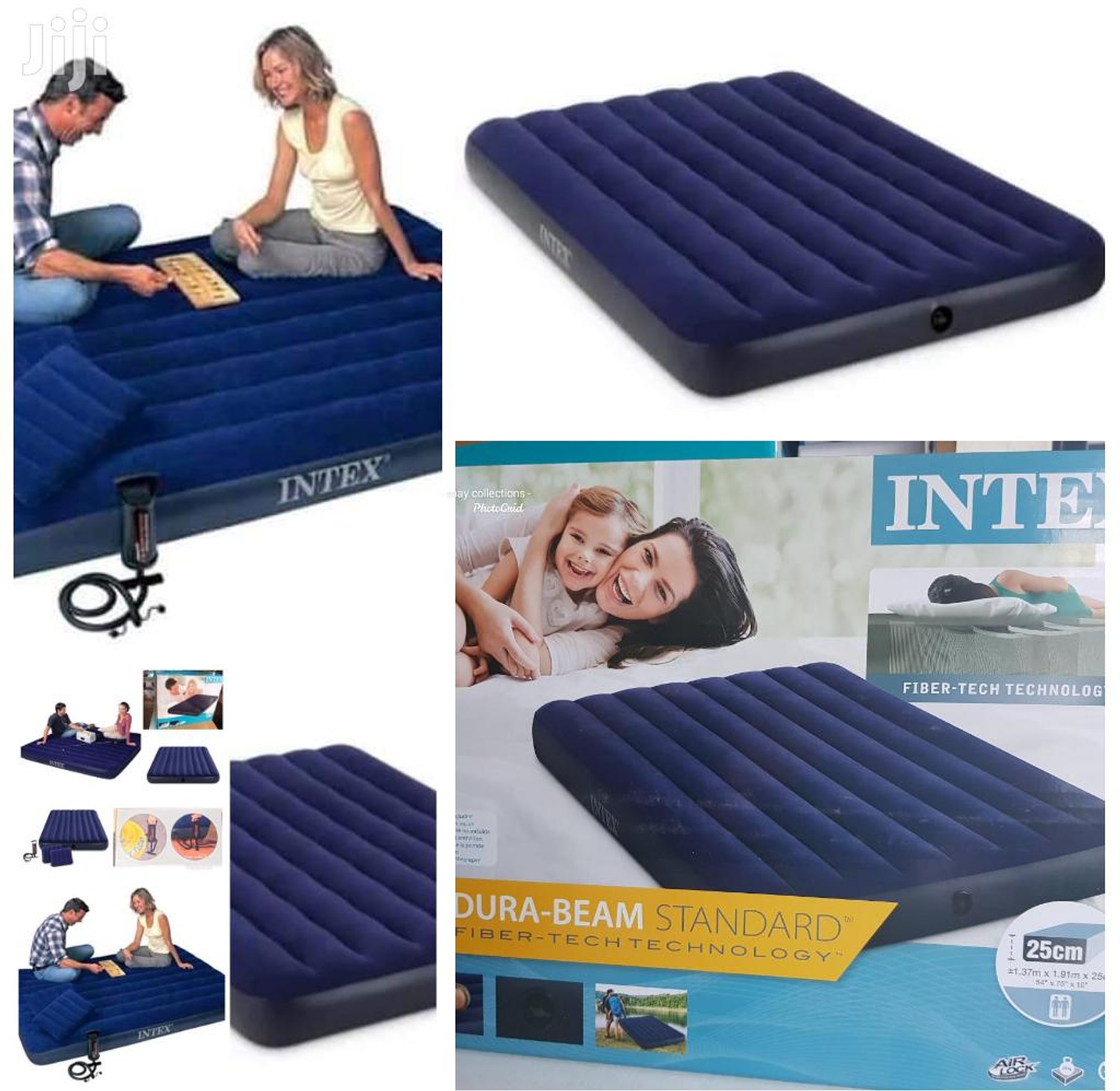 Intex 5 x 6 feet Full Inflatable Downy Air Mattresses bed plus free electric pump image