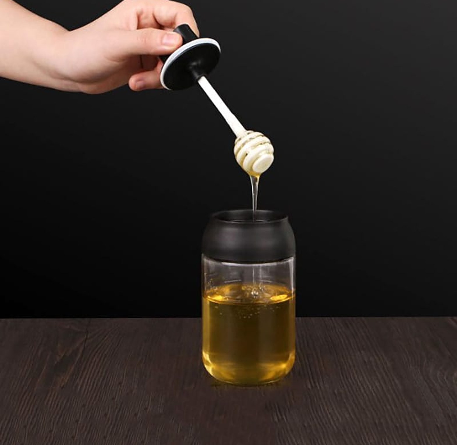 Premium 250ml Glass Condiment Bottle with Integrated Brush and Spoon Lid image